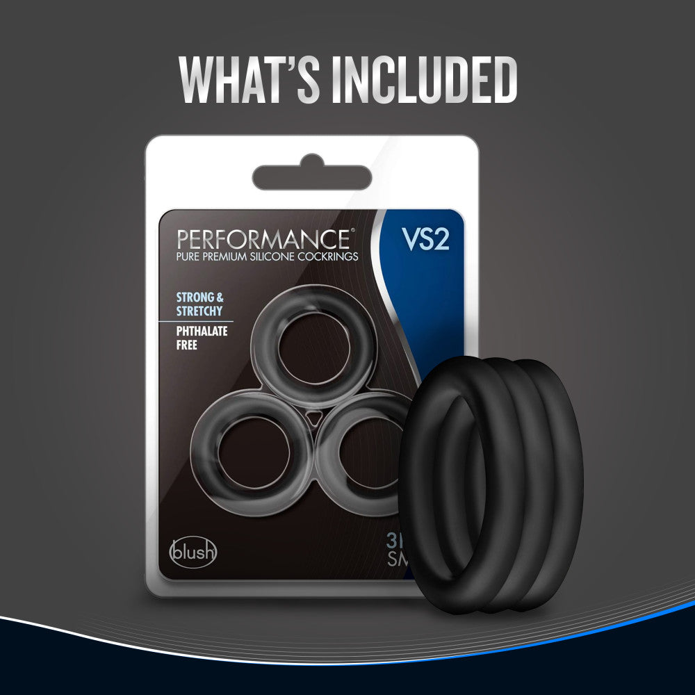 Performance By Blush® | VS2: Black Small Penis Rings (3-Pack) - Made with Puria™ Silicone、mySite、bottomscart