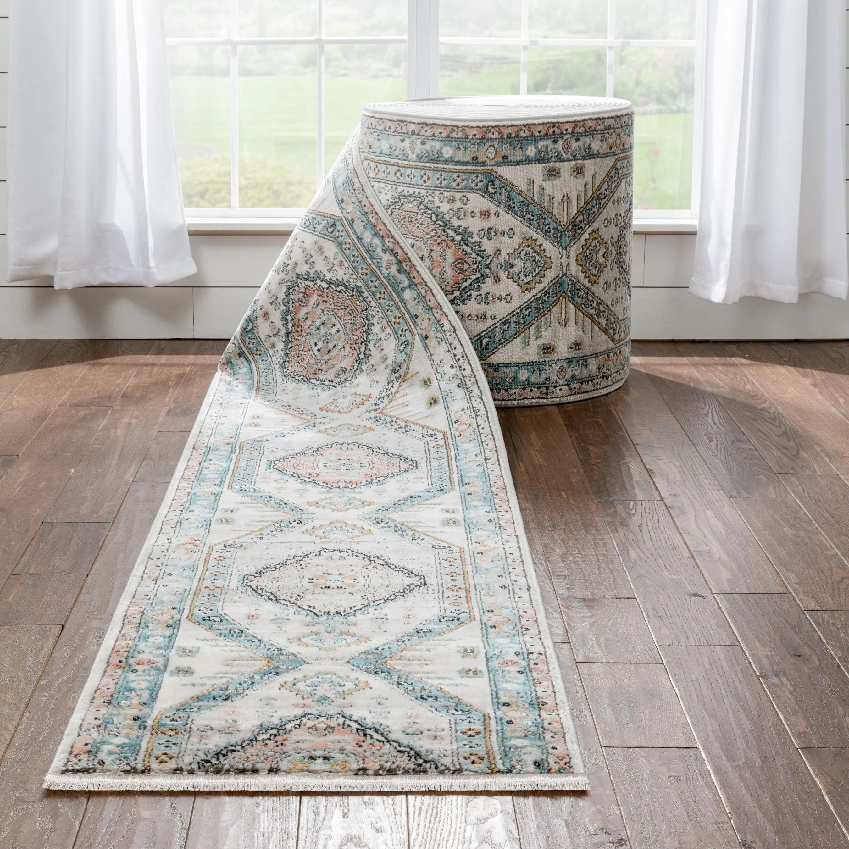 Julita Custom Size Runner Medallion Oriental Blue Choose Your Width x Choose Your Length Hallway Runner Rug、mySite、gigharbornorthrealestate