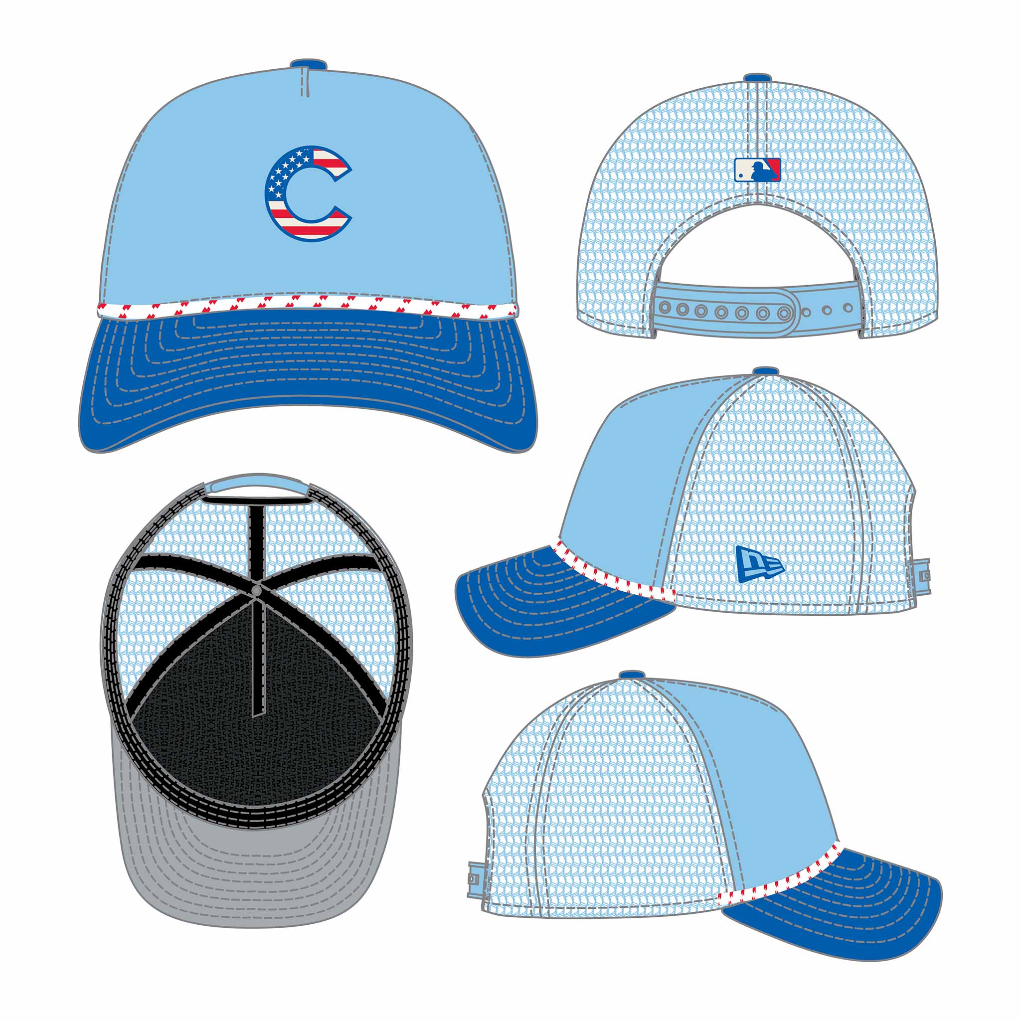 Chicago Cubs New Era 2025 Fourth of July 9FORTY Rope M Crown Adjustable Cap、mySite、vikingsvslions