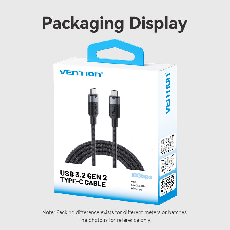 Vention USB 3.2 Gen2 C Male to C Male 10Gbps Cable Aluminum Alloy Type、mySite、fannypackpong