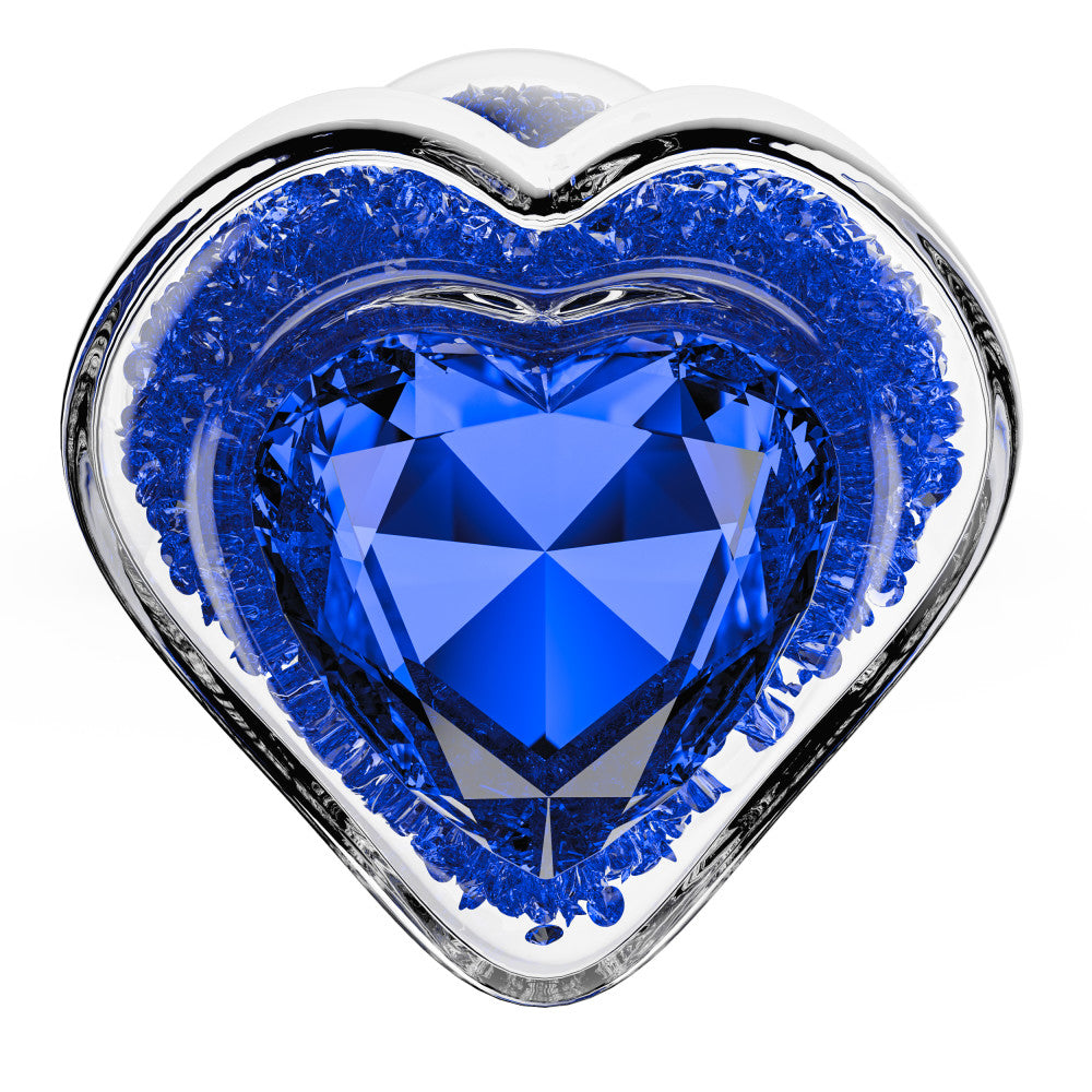 Oh My Gem | Prestige Glass Anal Plug With Sapphire Heart-Shaped Base – Body-Safe Borosilicate Glass With Tapered Tip – In Blue、mySite、bottomscart