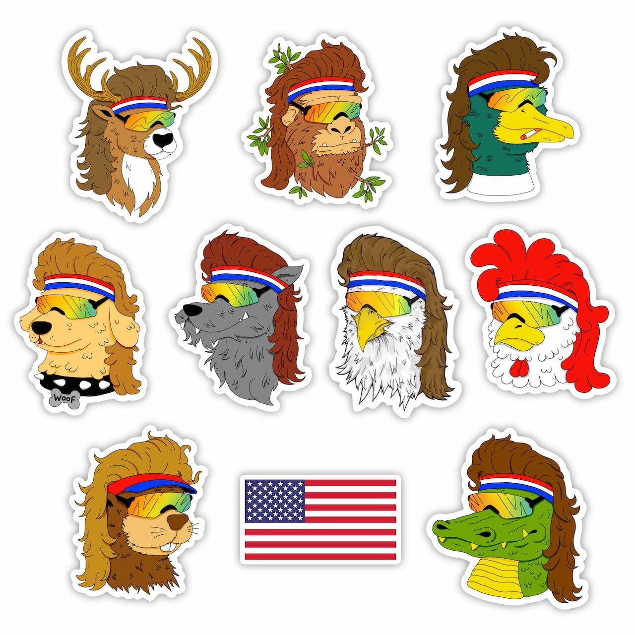  Merica Animals Sticker 10 Pack、mySite、elrpsem3k