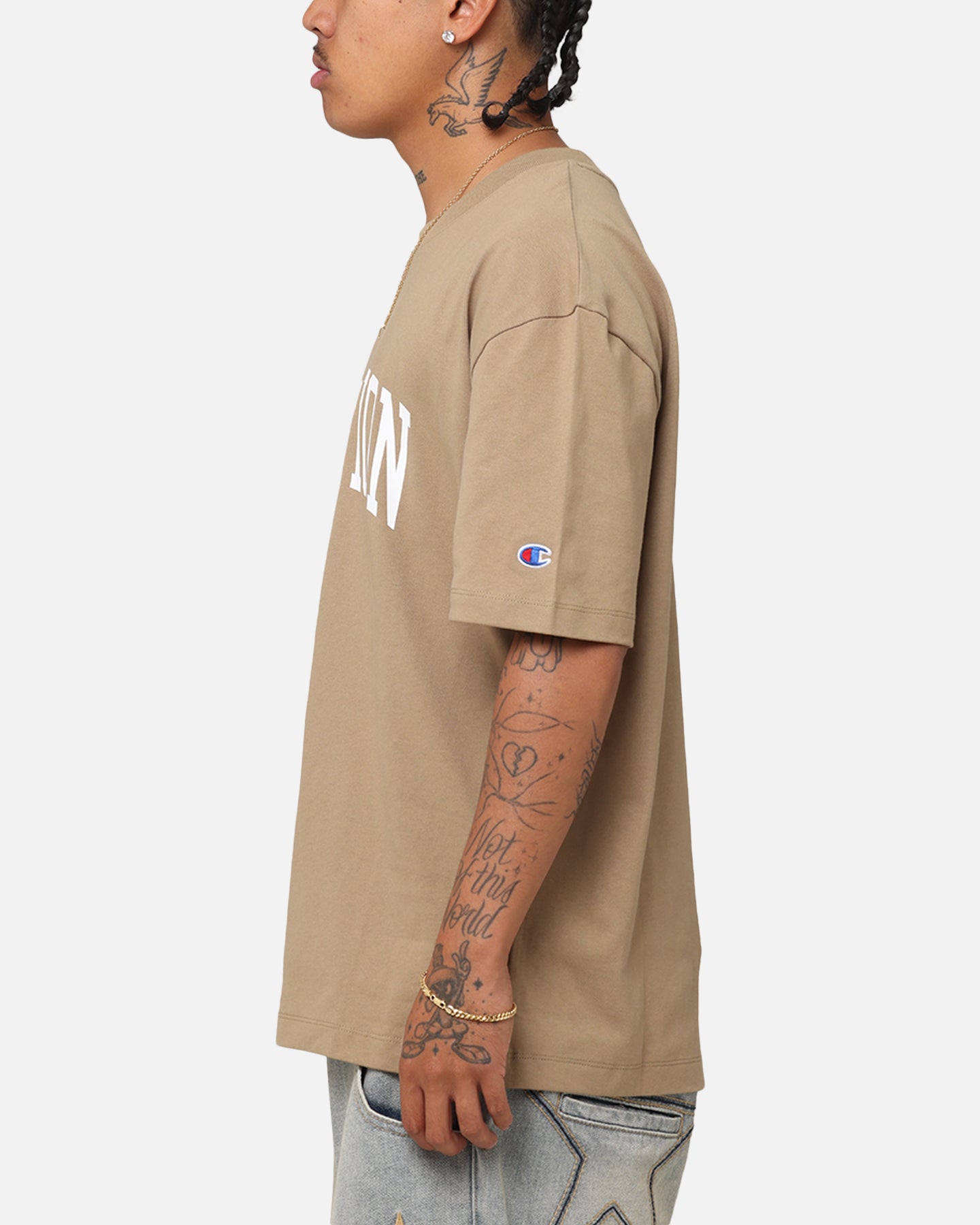 Champion Heritage Varsity Graphic T-Shirt Whole Wheat Khaki、mySite、zt4zffjzw