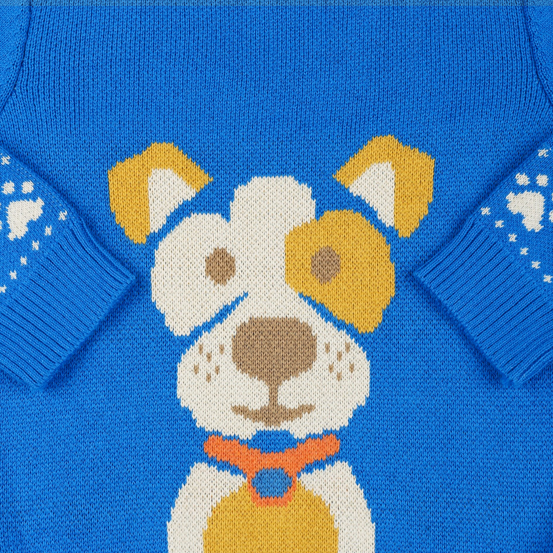Cotton Sweater For Kids | Cheerful Dog Printed | Greek Blue、mySite、camillekostekn