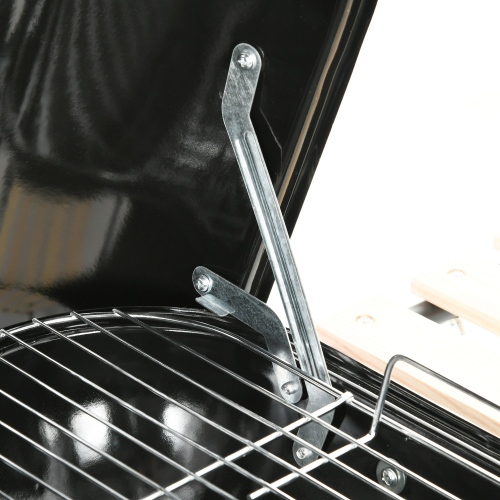 Outsunny 17" Portable Charcoal Grill with Wheels, 2 Side Tables and Bottom Shelf, BBQ with Adjustable Vents on Lid for Picnic, Camping, Backyard, Cooking, Red、、eastwooduniform