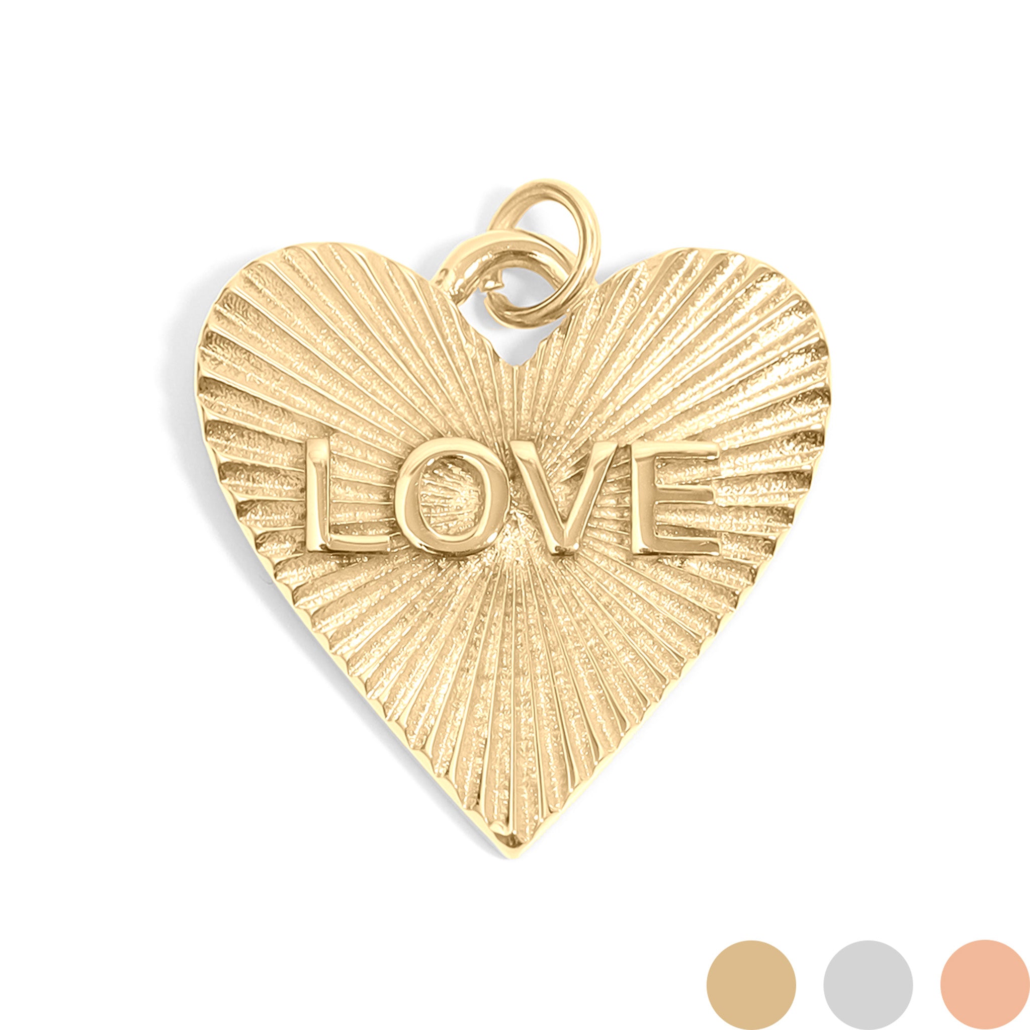 18K Gold PVD Stainless Steel Sunburst Heart Love Charm / PDL0233、mySite、dreamappss