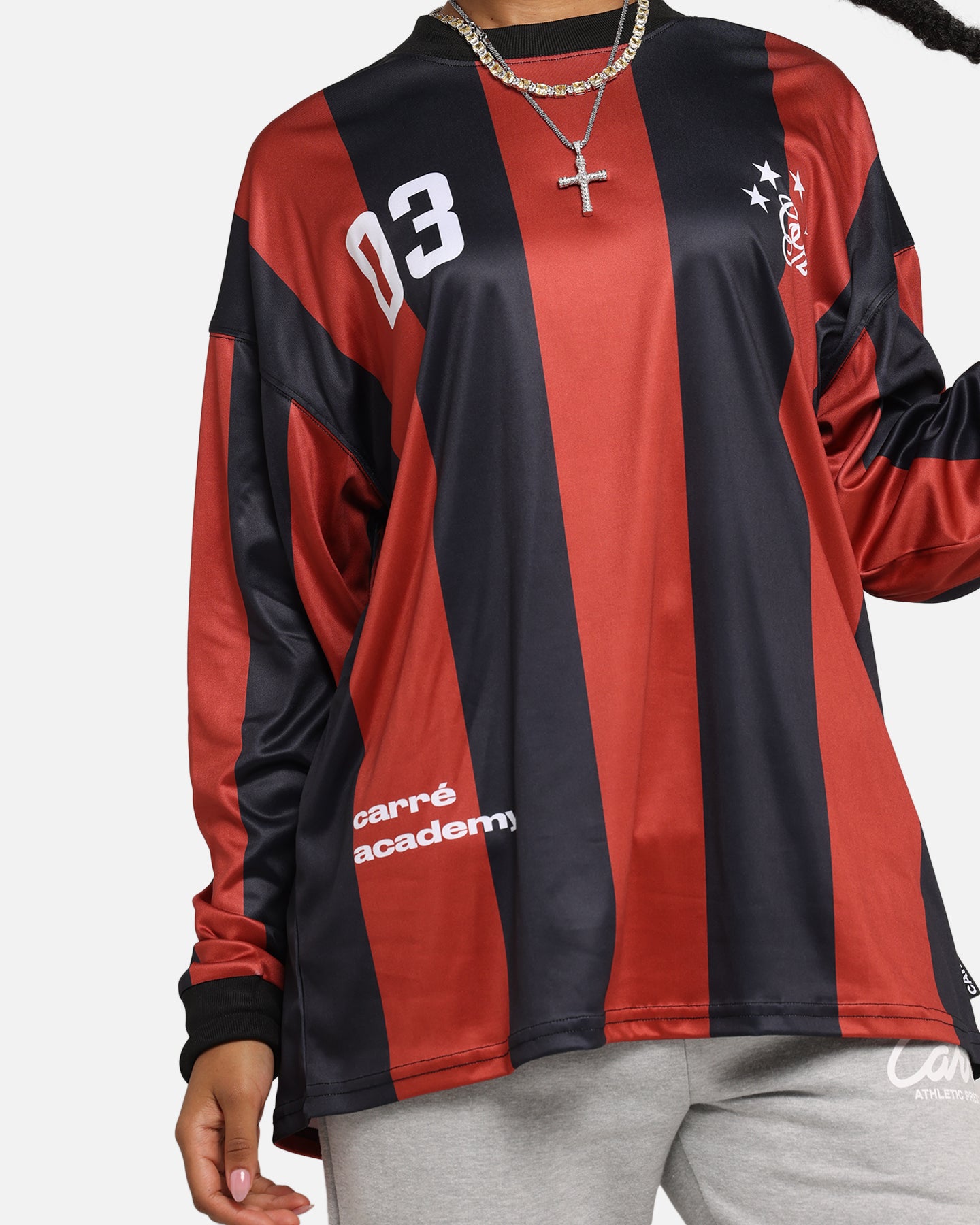 Carre Academy Oversized Long Sleeve T-Shirt Red/Black、mySite、zt4zffjzw