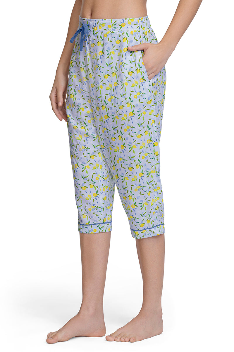  Capri Length Pyjama Bottom - Lemon Leaf Pr、mySite、justintrudeaud