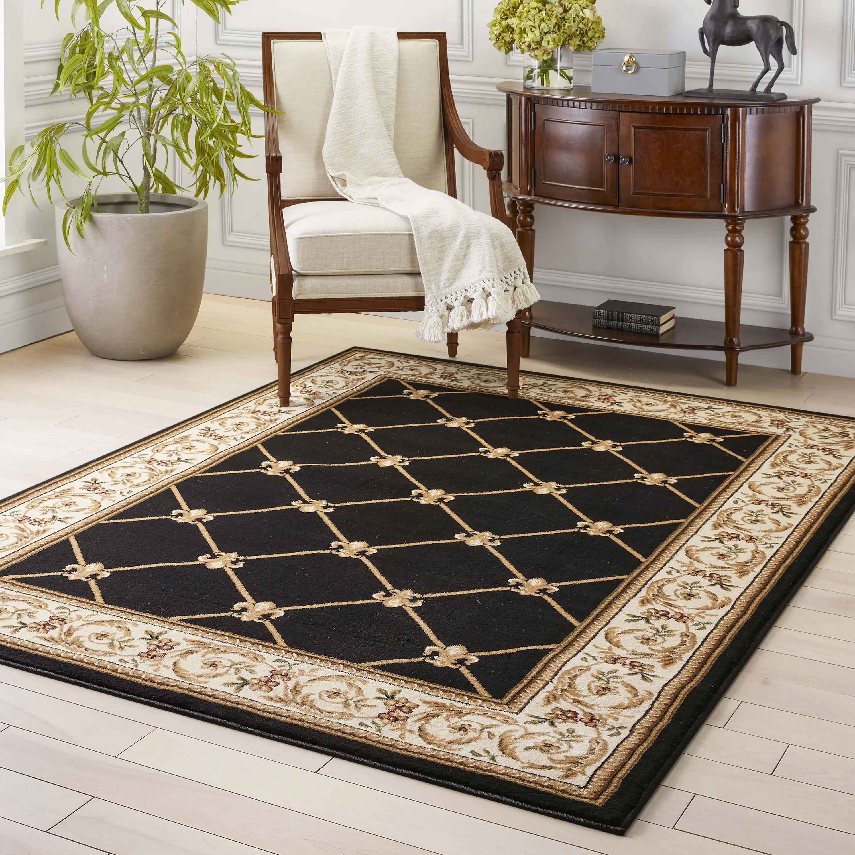 Fleur De Lis Black Formal Rug、mySite、gigharbornorthrealestate