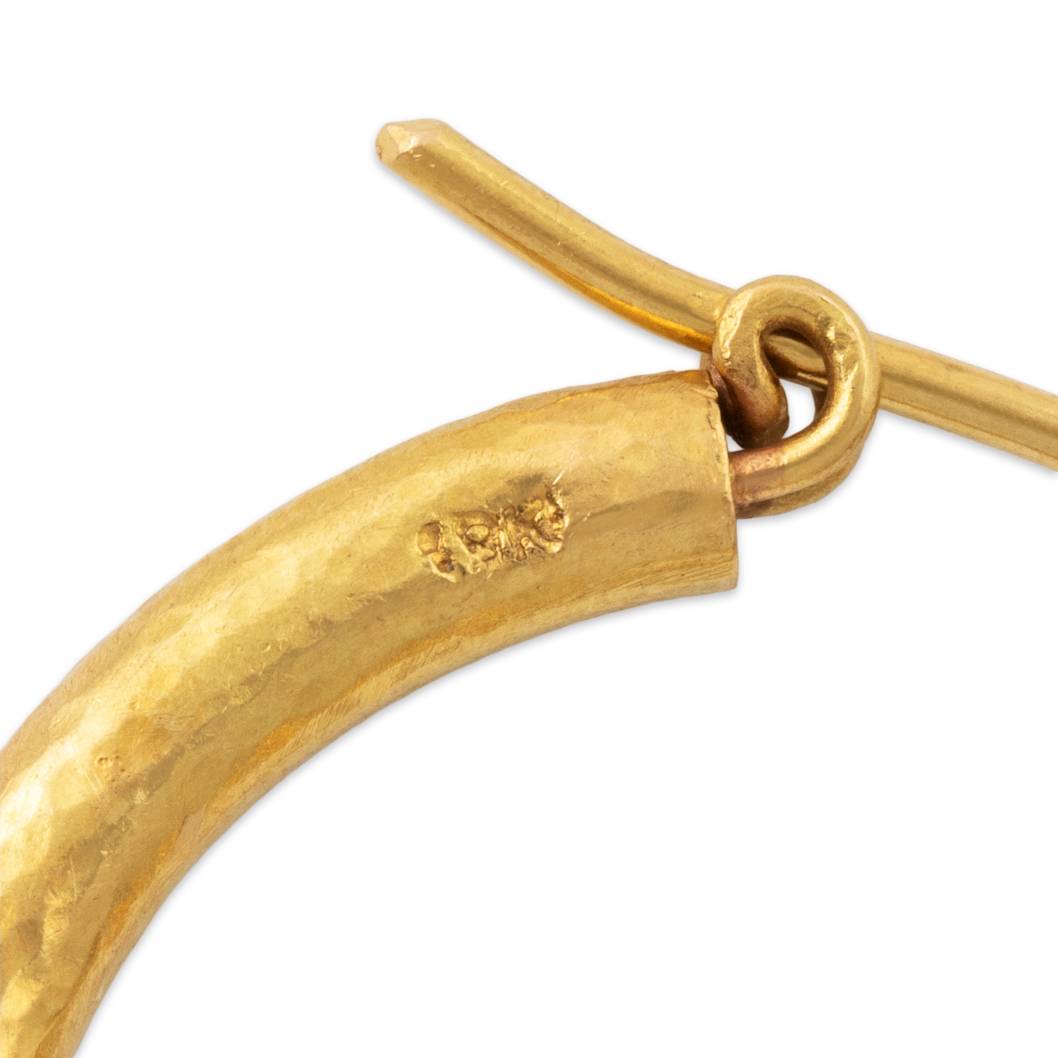 Estate Elizabeth Locke 19k Yellow Gold Hammered Hoop Earrings、mySite、hinf8tx79