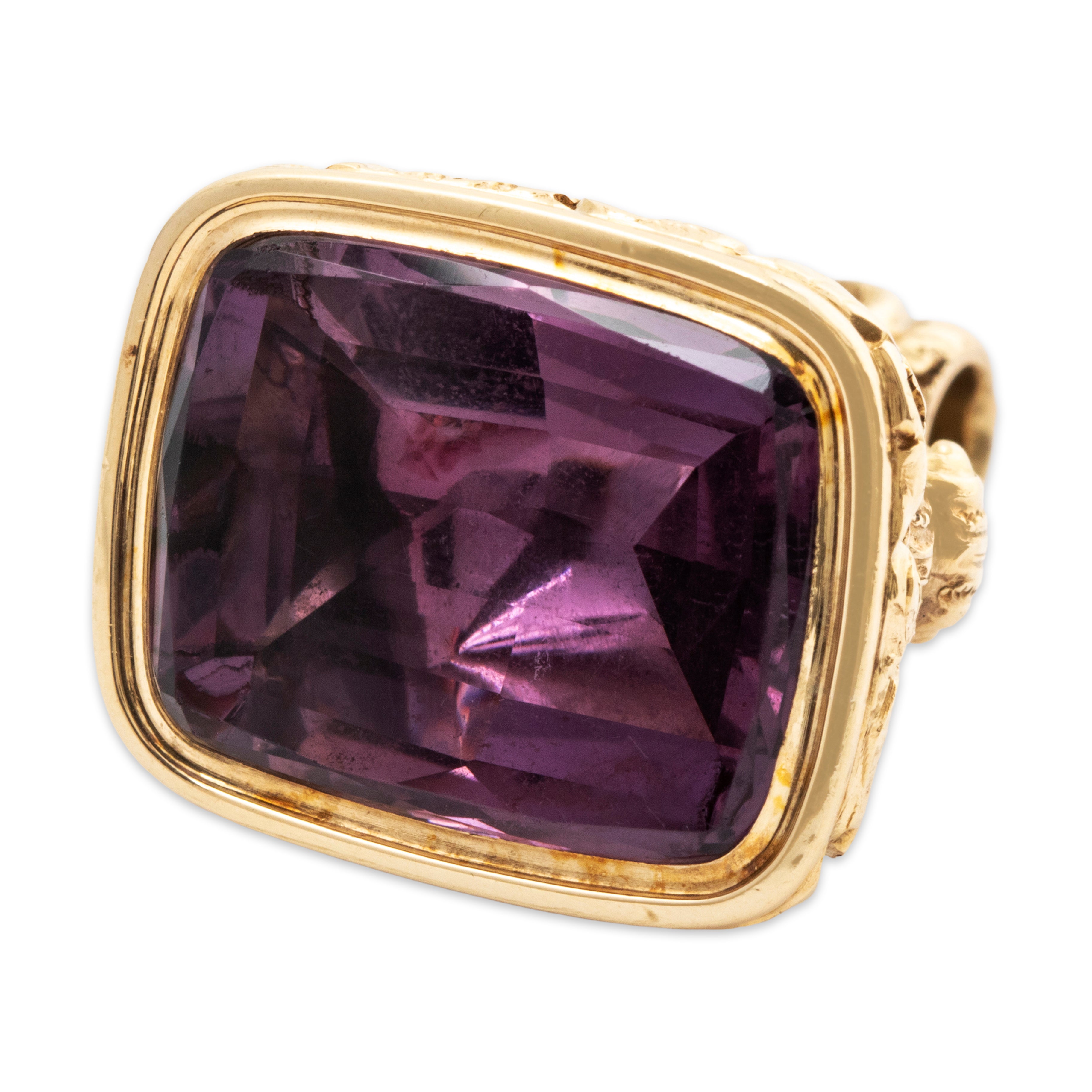Quality Large Victorian Antique 14k Yellow Gold 14ct Amethyst Fob Seal Pendant、mySite、hinf8tx79