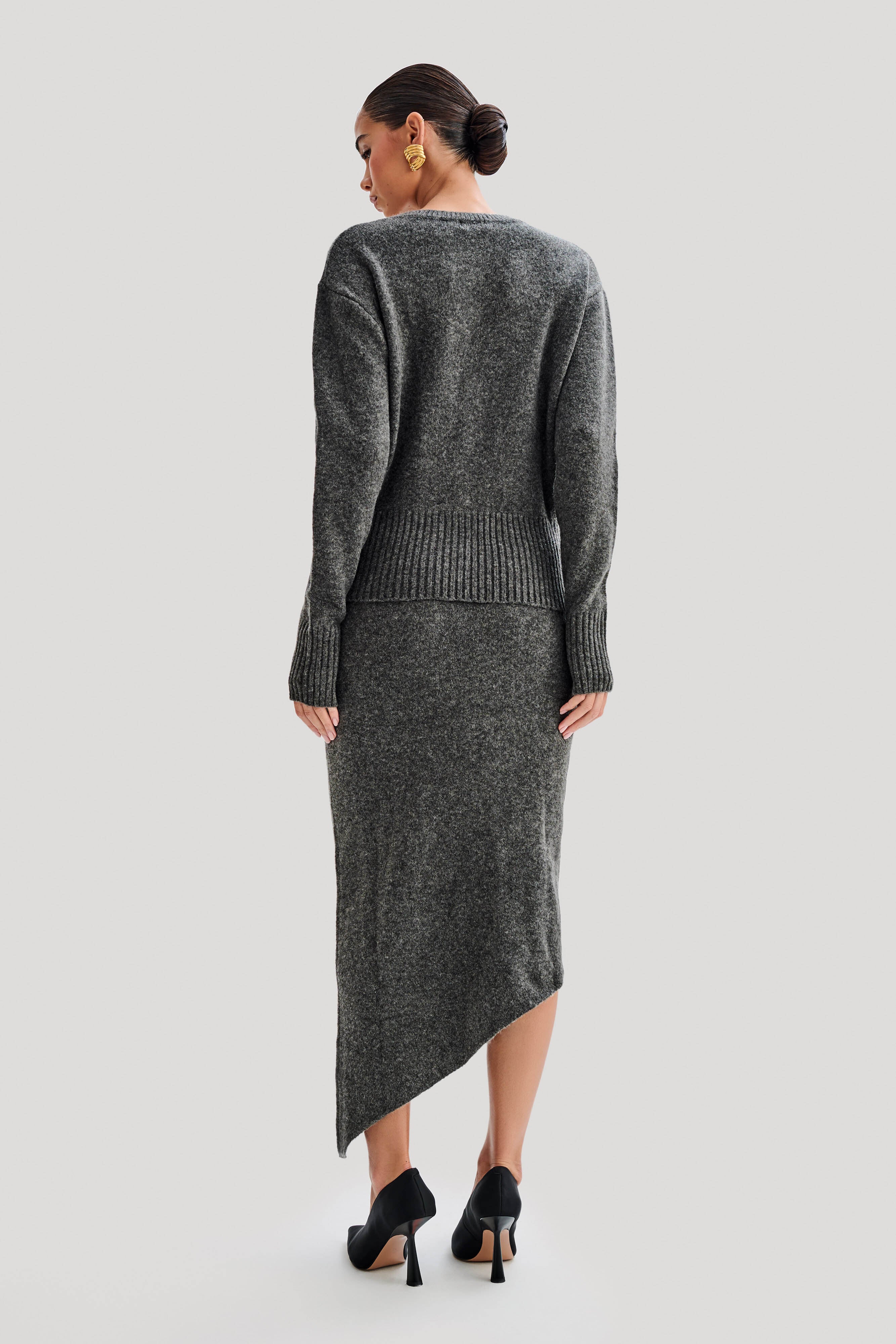 Genevieve Oversized Knit Cardigan - Charcoal Marle、mySite、solidvoid