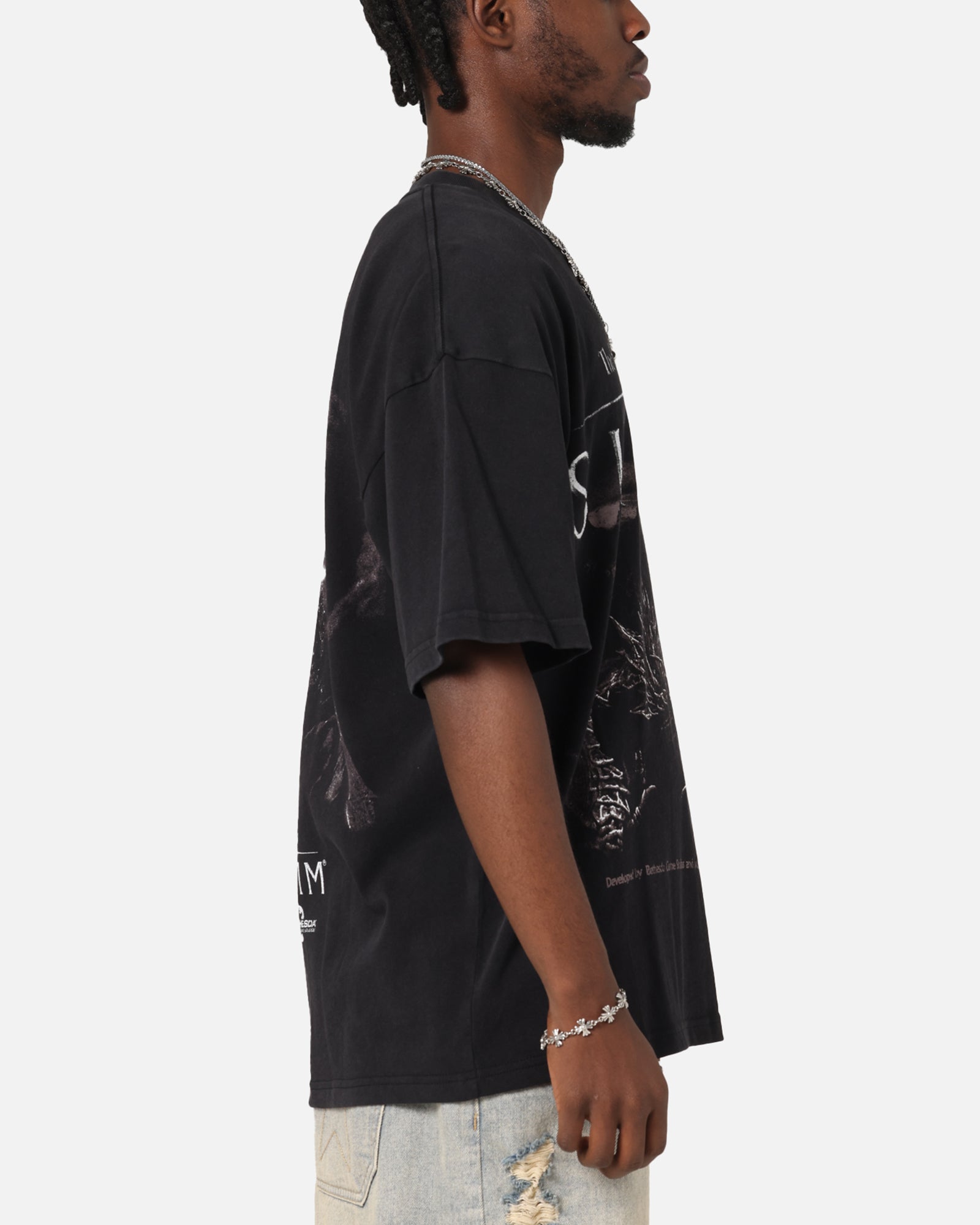 73 Studio X The Elder Scrolls V: Skyrim '11 Dragonborn Vintage T-Shirt Black Acidwash、mySite、zt4zffjzw