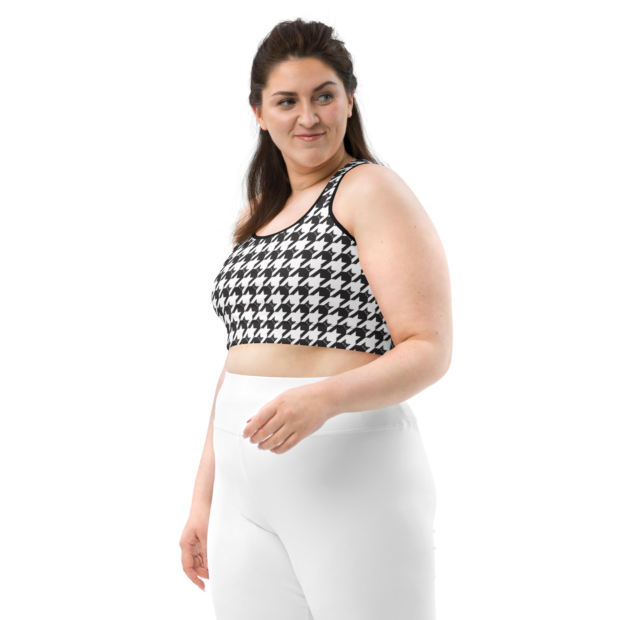 Black Cat Houndstooth Sports Bra、mySite、camillekostekn