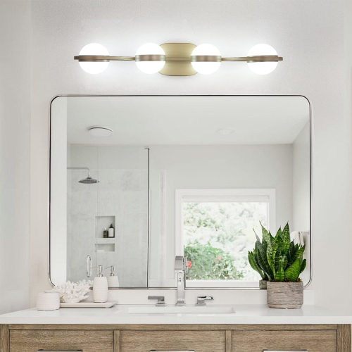 (Same as W1340P143677/L2001-B-4) 30" Black Minimalist LED Bathroom Vanity Light with Crystal Sand Acrylic Shades, 4-Light Wall Mounted Decorative Lighting Fixture, Suitable for Bathroom Vanity Mirror、、eastwooduniform