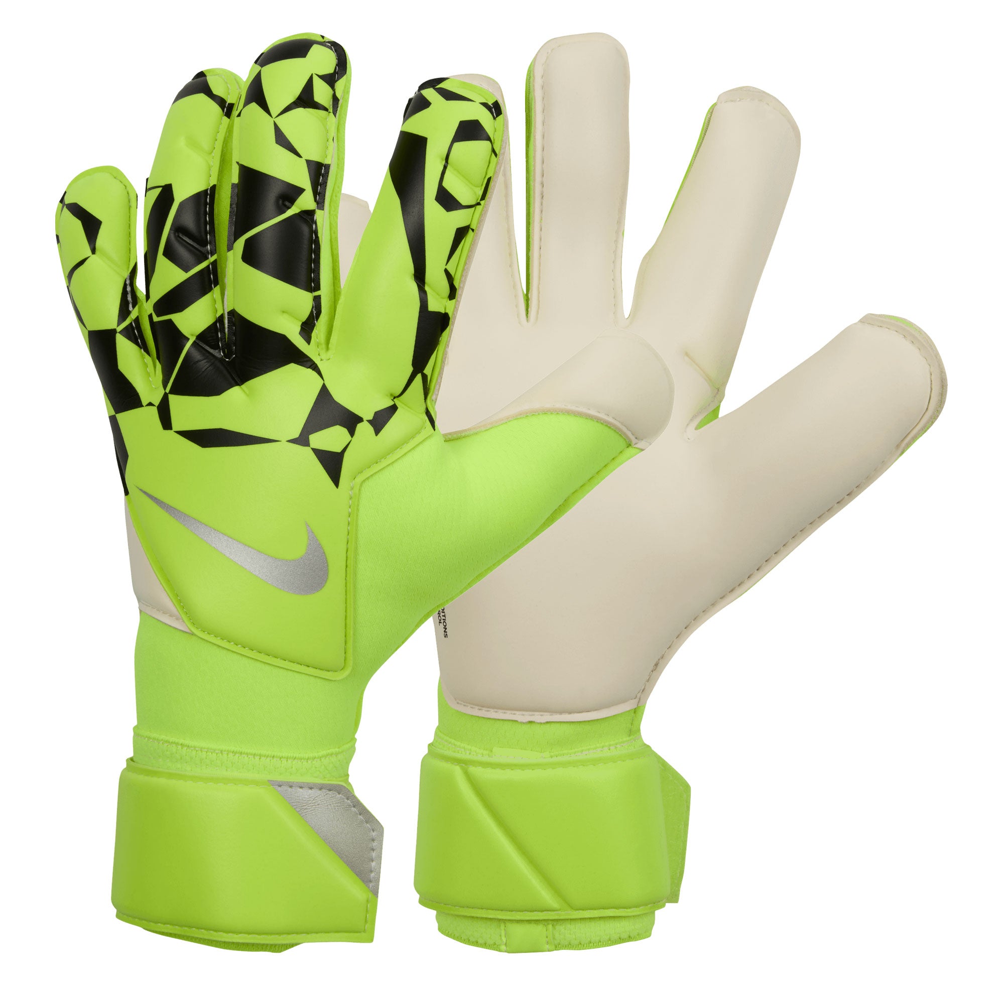 Nike Men's Vapor Grip 3 Goalkeeper Gloves Volt/Black/Metallic Silver、mySite、noshort