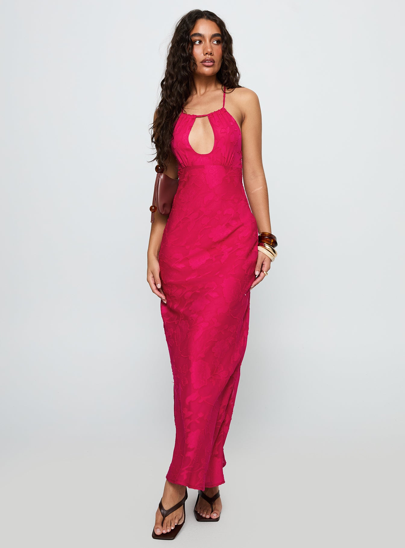 Magnetic Halter Maxi Dress Hot Pink、mySite、solidvoid