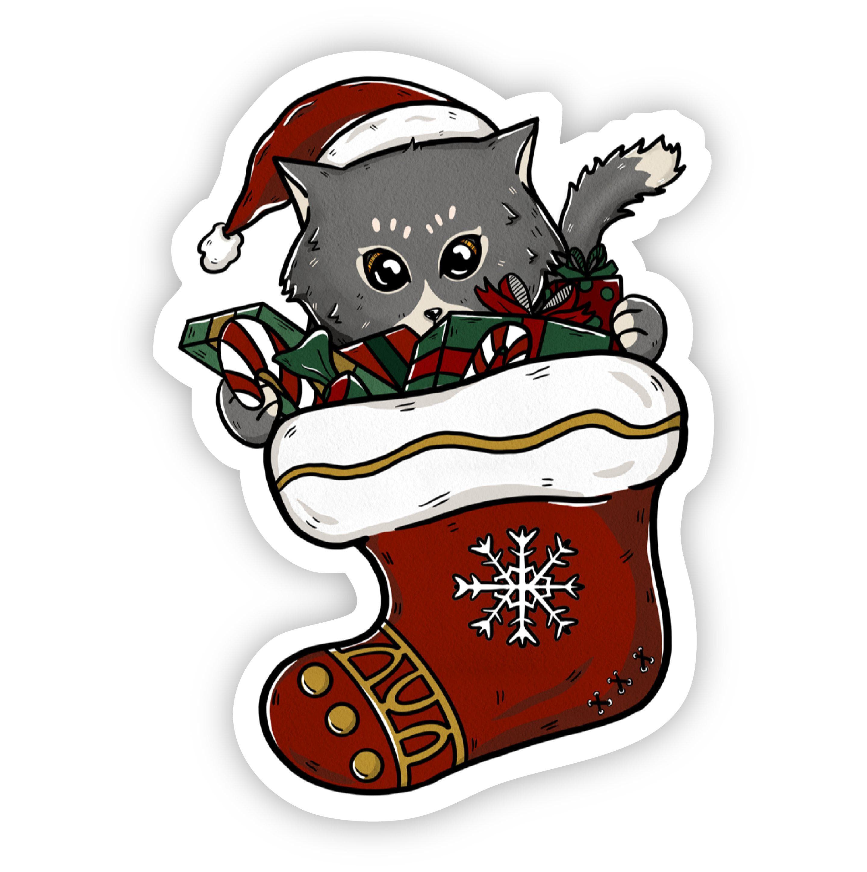  Cat in Christmas Stocking Sticker、mySite、elrpsem3k