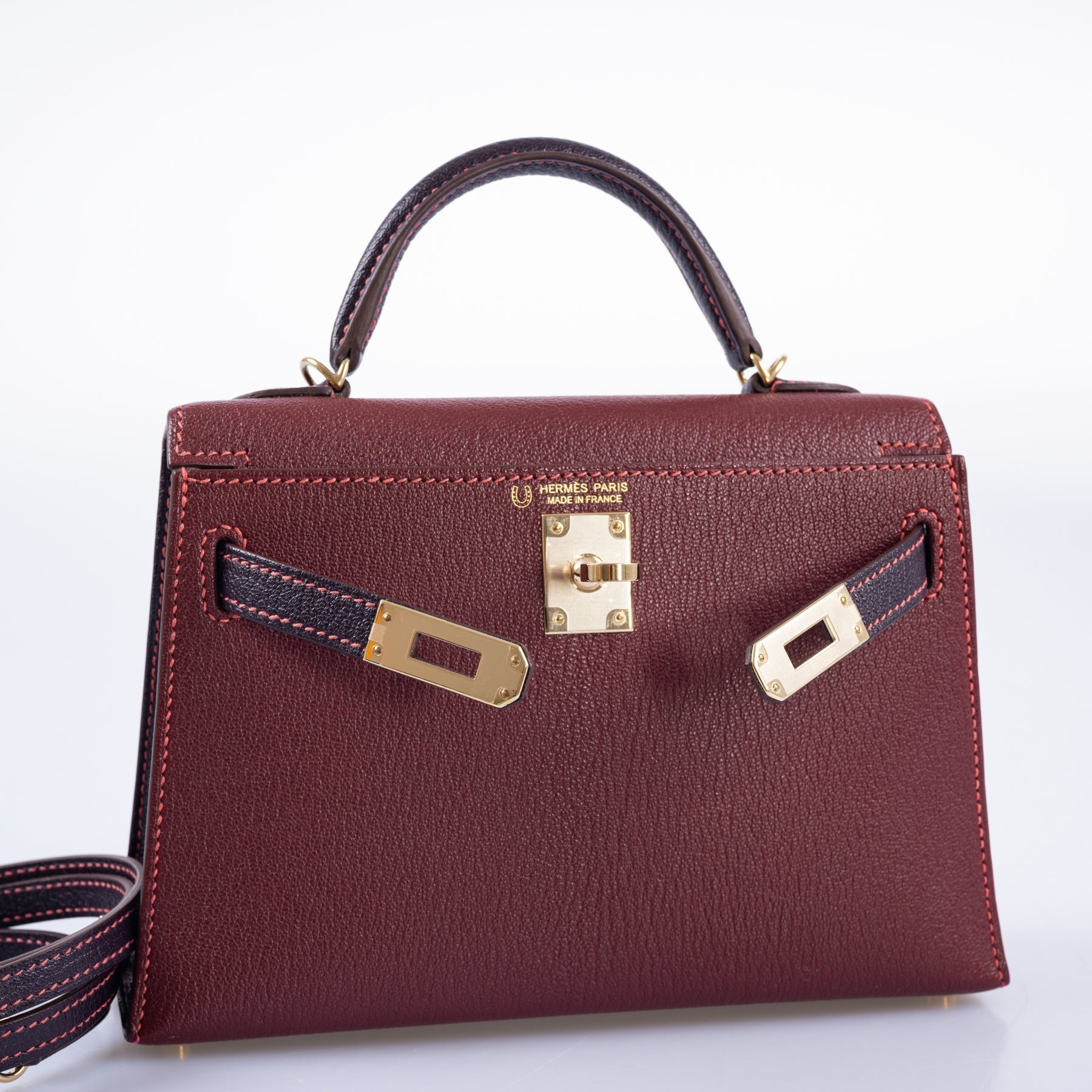 Hermès HSS Mini Kelly 20 Bordeaux and Raisin Chevre Gold Hardware、mySite、garminoutage.com