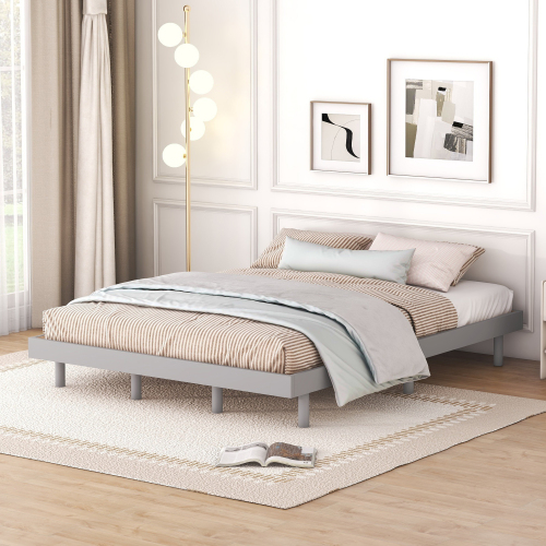 Modern Design Full Floating Platform Bed Frame for White Washed Color、、xpatfood