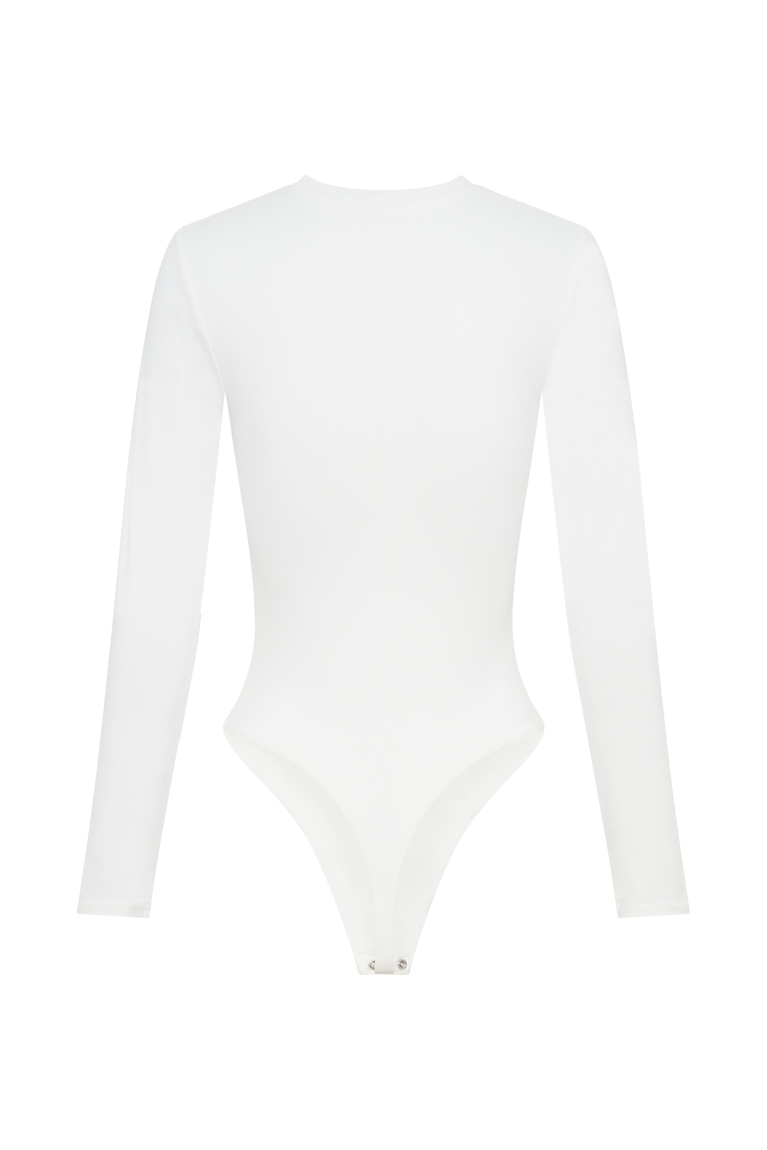 Delilah Long Sleeve Crew Neck Bodysuit - White、mySite、solidvoid