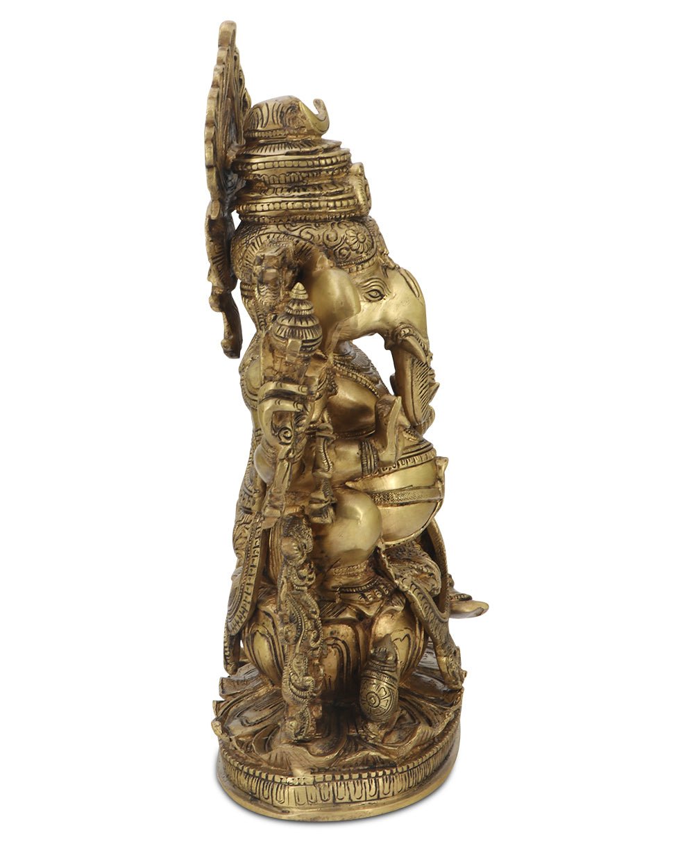 Intricate Brass Ganesh Statue, 14.5 Inches High、mySite、topwebapps