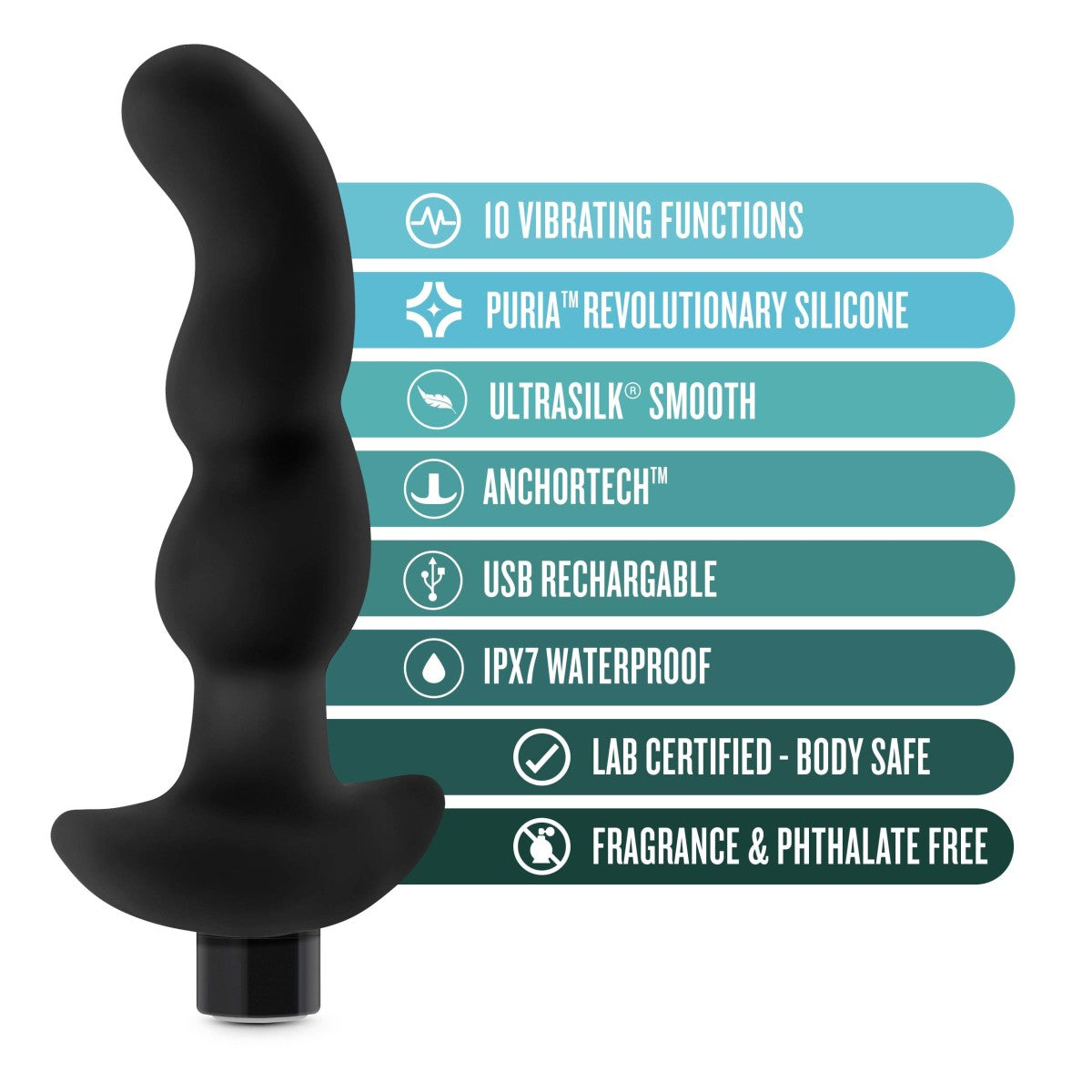 Anal Adventures Platinum By Blush® | Prostate Massager 03 Black 6-Inch Vibrating Rechargeable Anal Plug、mySite、bottomscart
