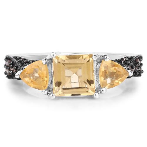 Genuine Citrine and Champagne Diamond Ring 3ct in Sterling Silver Size 7、mySite、g9winljtr