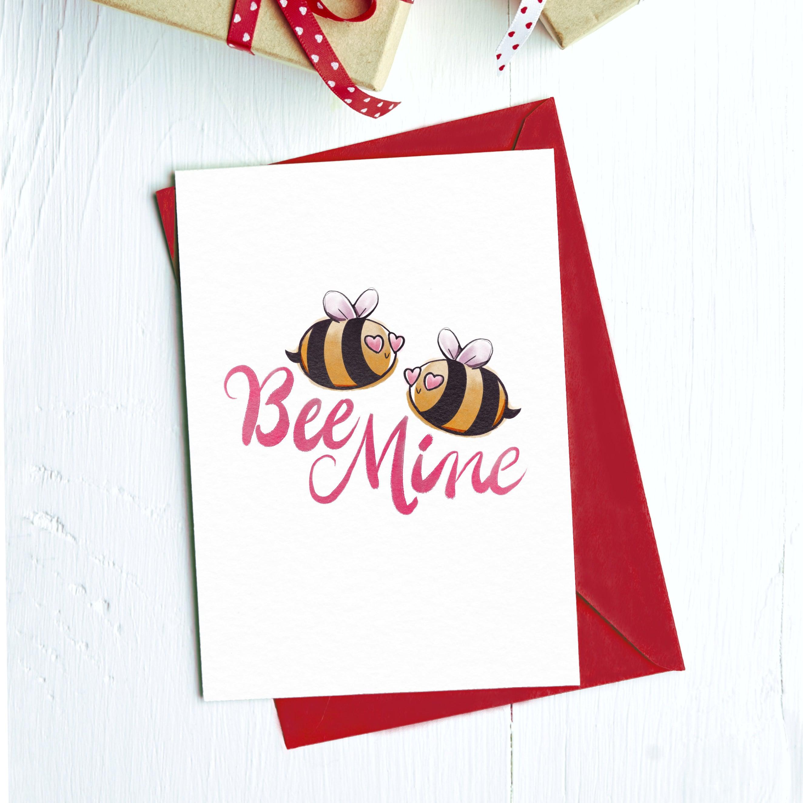  Bee Mine Hearts Greeting Card、mySite、elrpsem3k