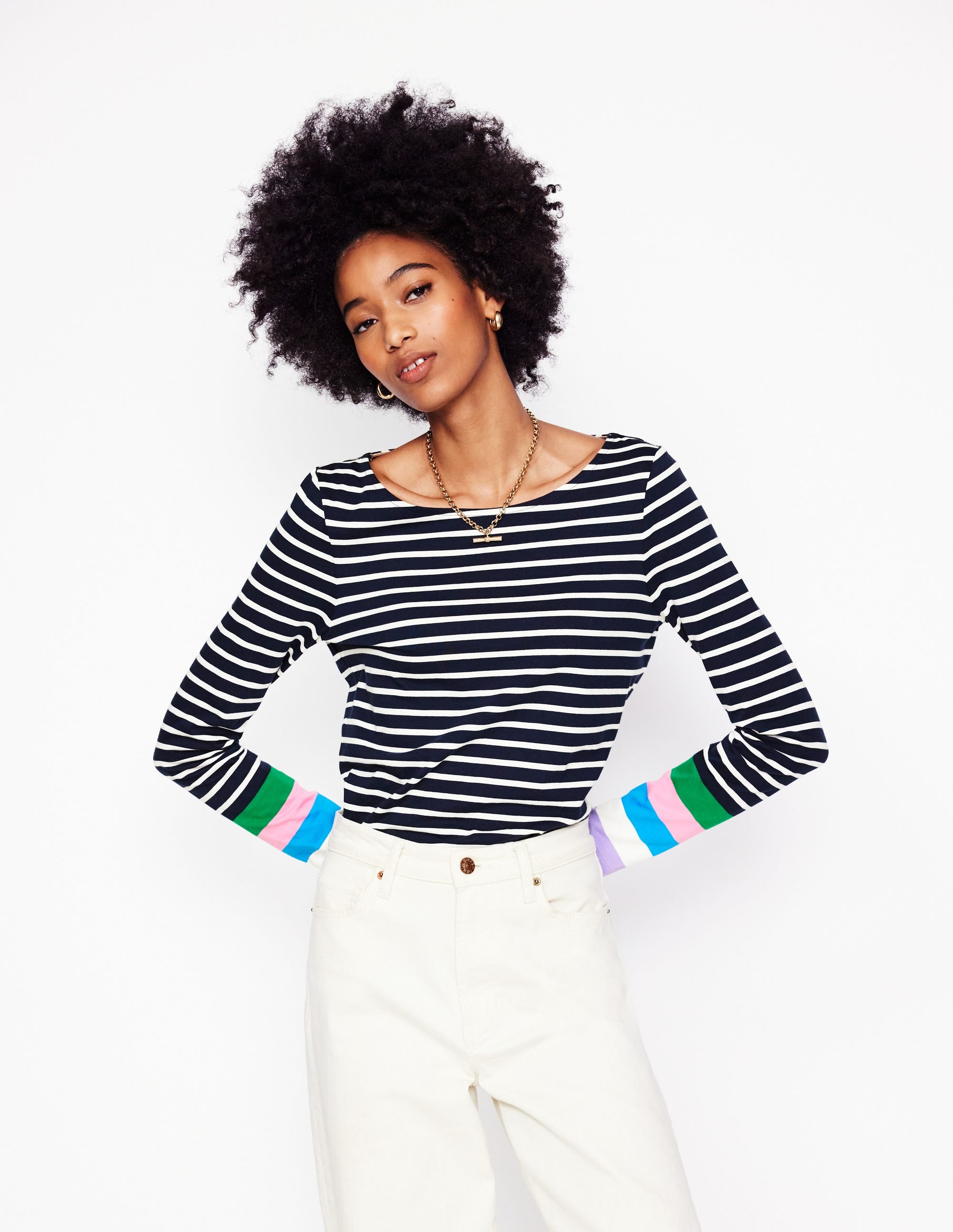  Ella Long Sleeve Breton-Navy Multi Cuff、mySite、ashleygrahame