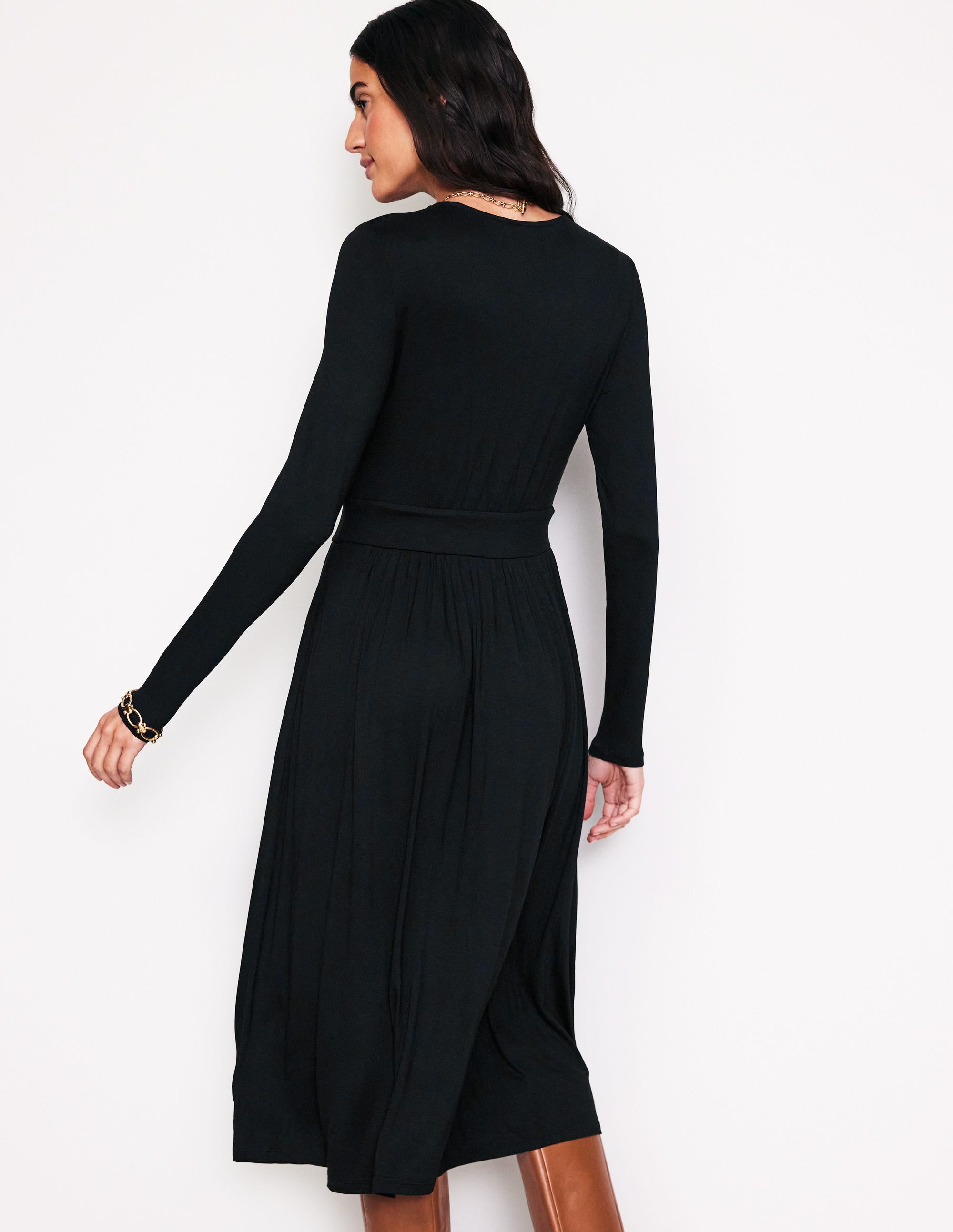  Thea Long Sleeve Jersey Dress-Black、mySite、ashleygrahame