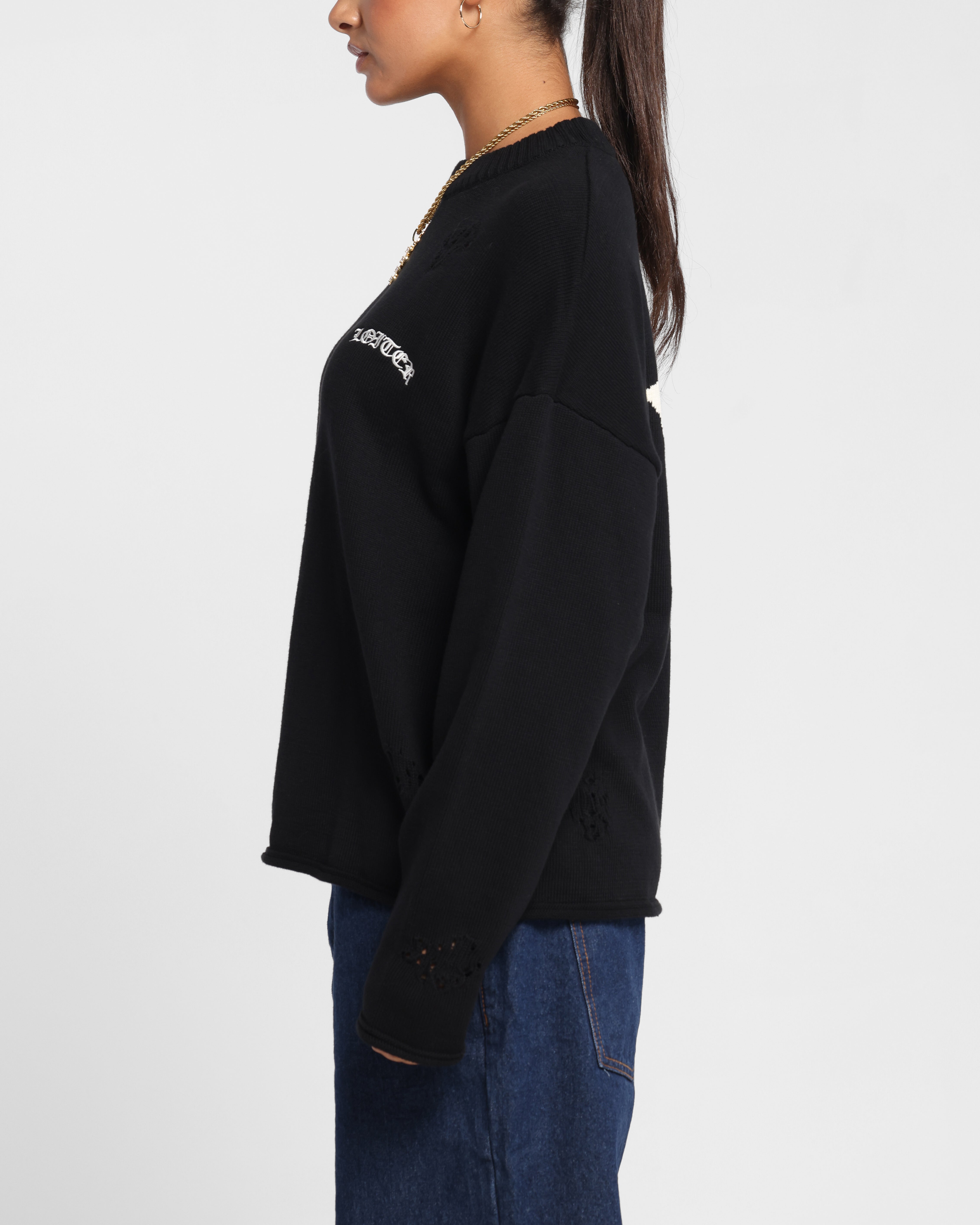 Loiter Chopper Long Sleeve Knitted Sweater Black、mySite、zt4zffjzw