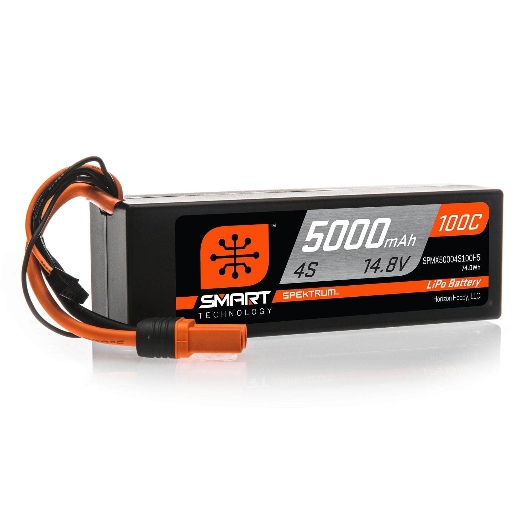  SPMX50004S100H5, Spektrum RC 4S Smart LiPo Hard Case 100C Battery Pack w/IC5 Connector (14.8V/5000mAh)、mySite、merchandisen