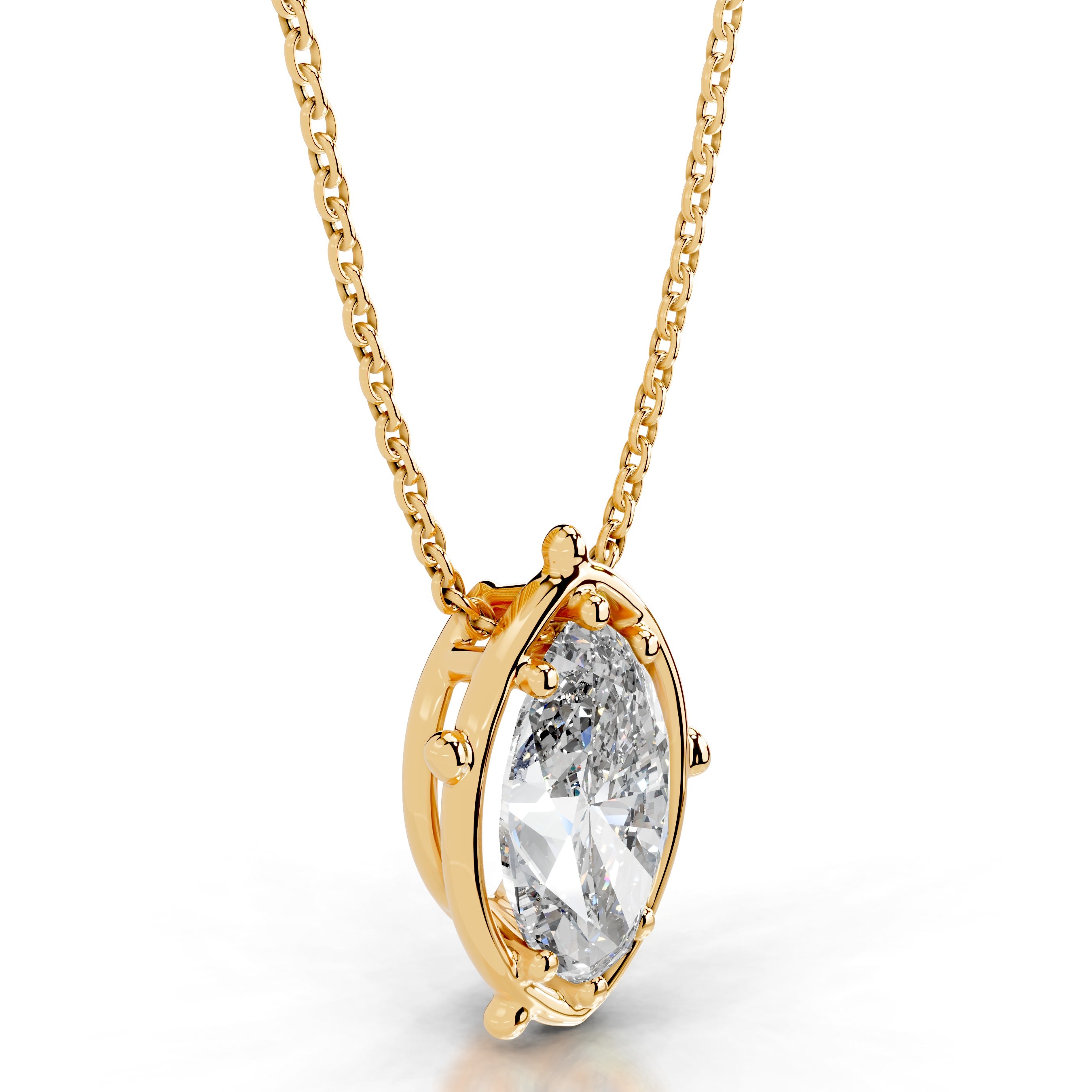 Rooted in Love Marquise Lab Grown Diamond Necklace - 18K Yellow Gold、mySite、hinf8tx79