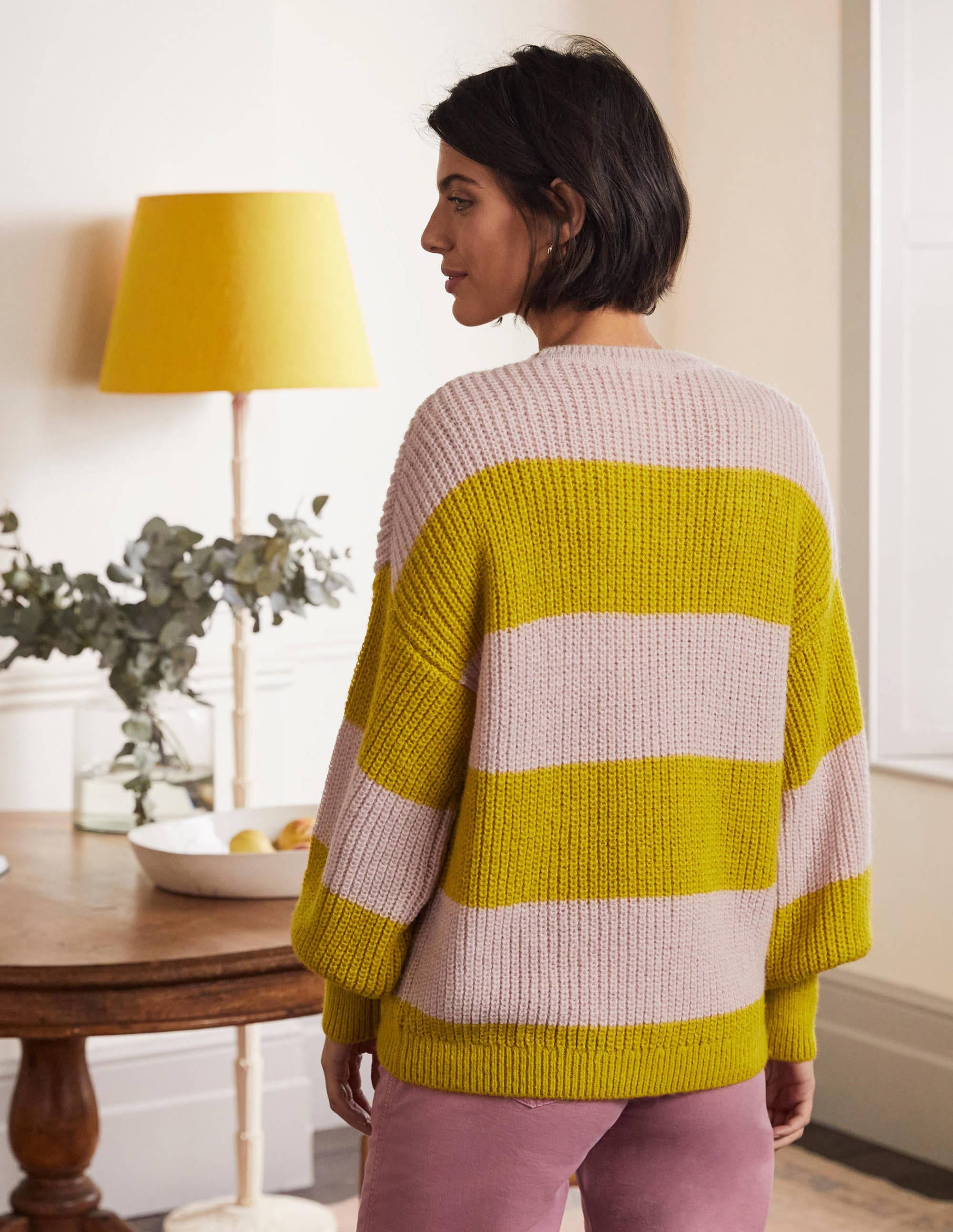  Blouson Cuff Fluffy Jumper-Pink, Yellow Multistripe、mySite、ashleygrahame