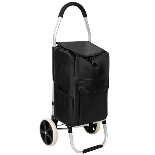 Shopping Stair Trolley with Wheels,Trolley Black Foldable Shopping Cart,Removable Shopping Oxford Waterproof Bag,Stainless Steel Triangular Wheels, Black、、eastwooduniform
