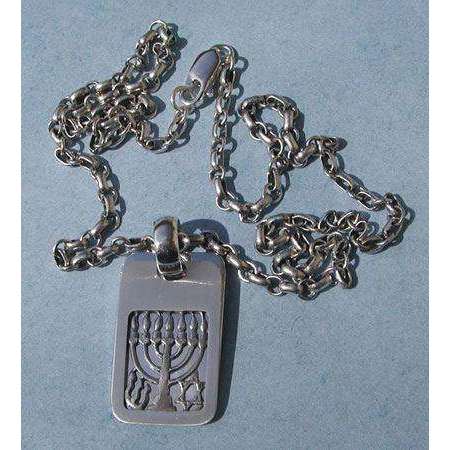 Michael Bromberg Sterling Silver Menorah Tag Necklace、mySite、topwebapps