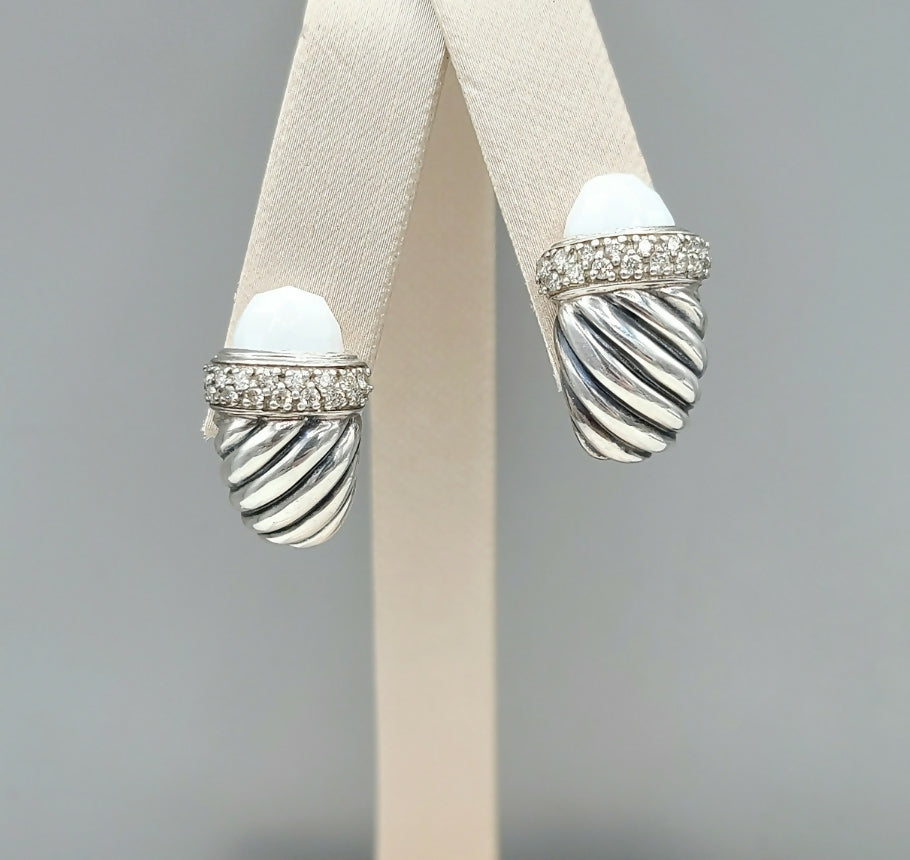David Yurman Waverly Earrings White Agate & Diamonds、mySite、hinf8tx79