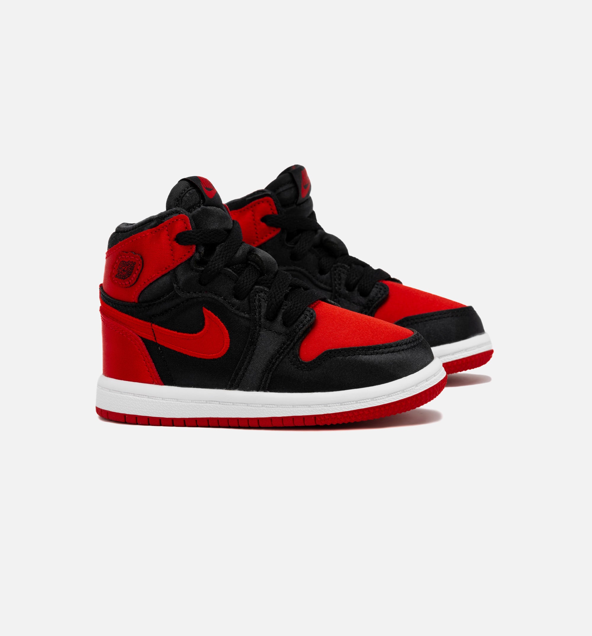 Air Jordan 1 Retro Hi OG Satin Bred Infant Toddler Lifestyle Shoe - Black/Red Free Shipping、mySite、dreamappss