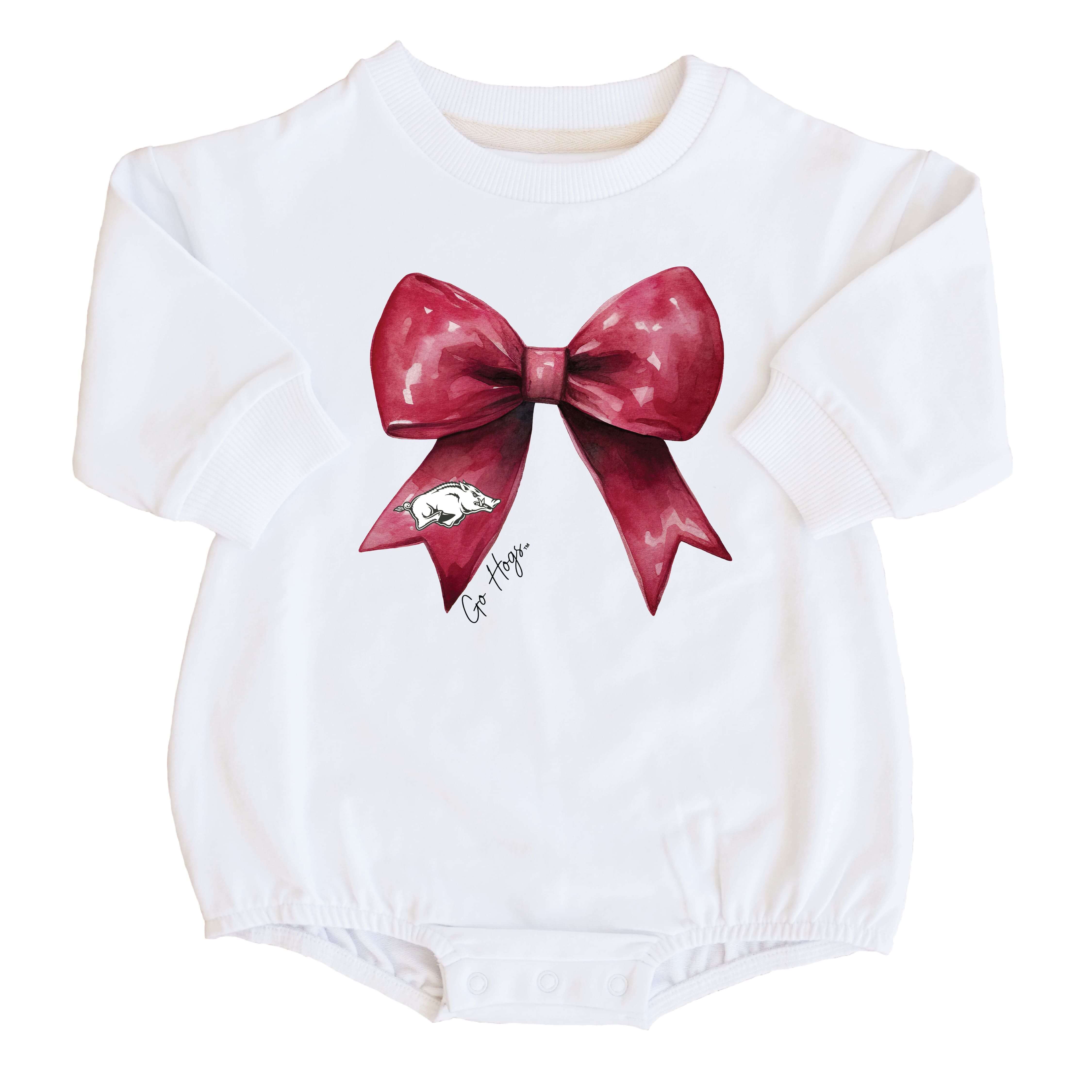  University of Arkansas | Football & Bows Graphic Sweatshirt Bubble Romper、mySite、layawaytickets
