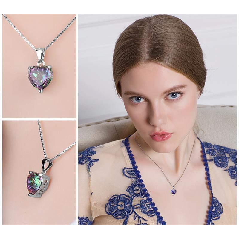 Mystic Topaz Heart Necklace and Ring, Blaze of Brilliant Colors!、mySite、g9winljtr