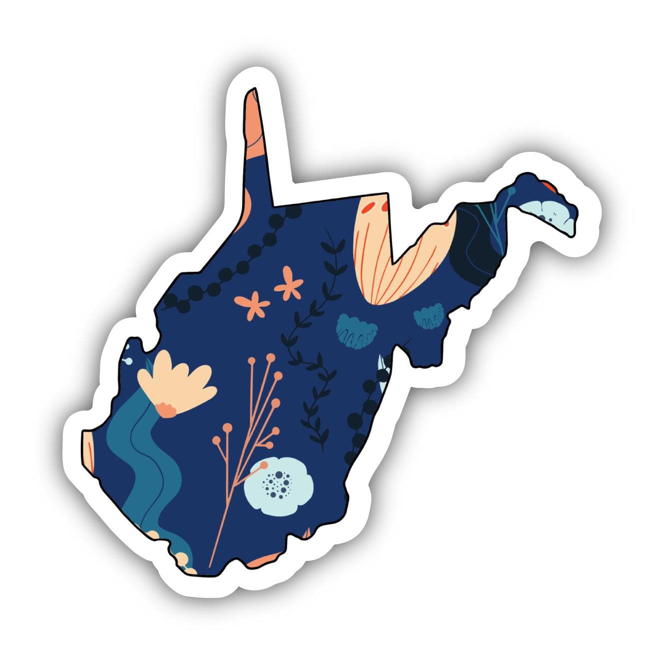  West Virginia Blue Floral Abstract Sticker、mySite、elrpsem3k