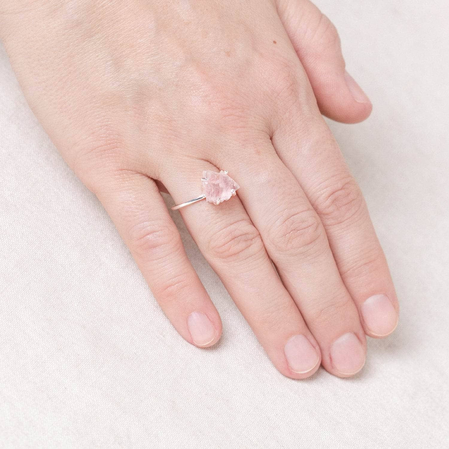 Rose Quartz Raw Freeform Gold or Silver Ring、mySite、hinf8tx79