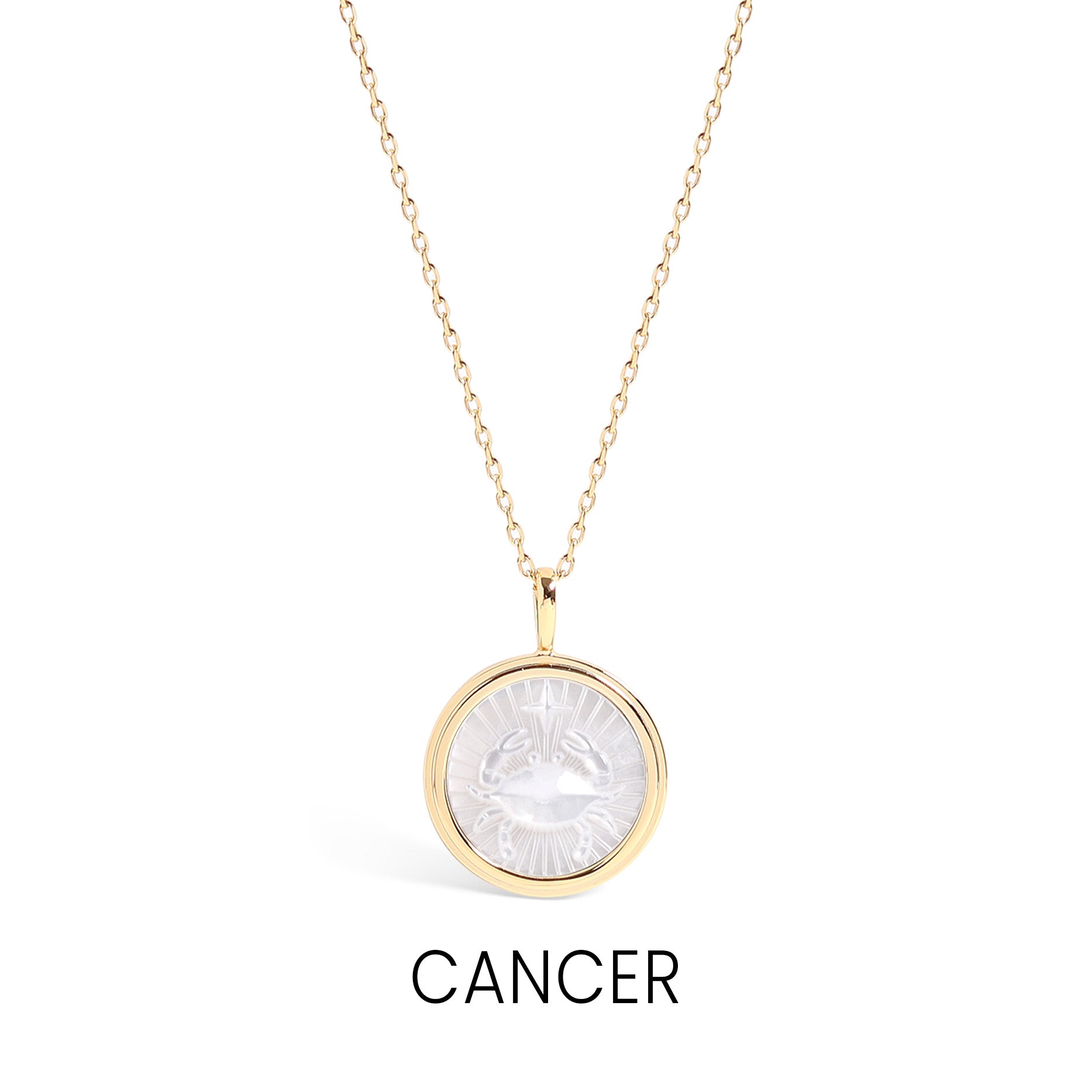 14K Gold Plated Sterling Silver Mother of Pearl Zodiac Pendant Necklace / SBB0354、mySite、dreamappss