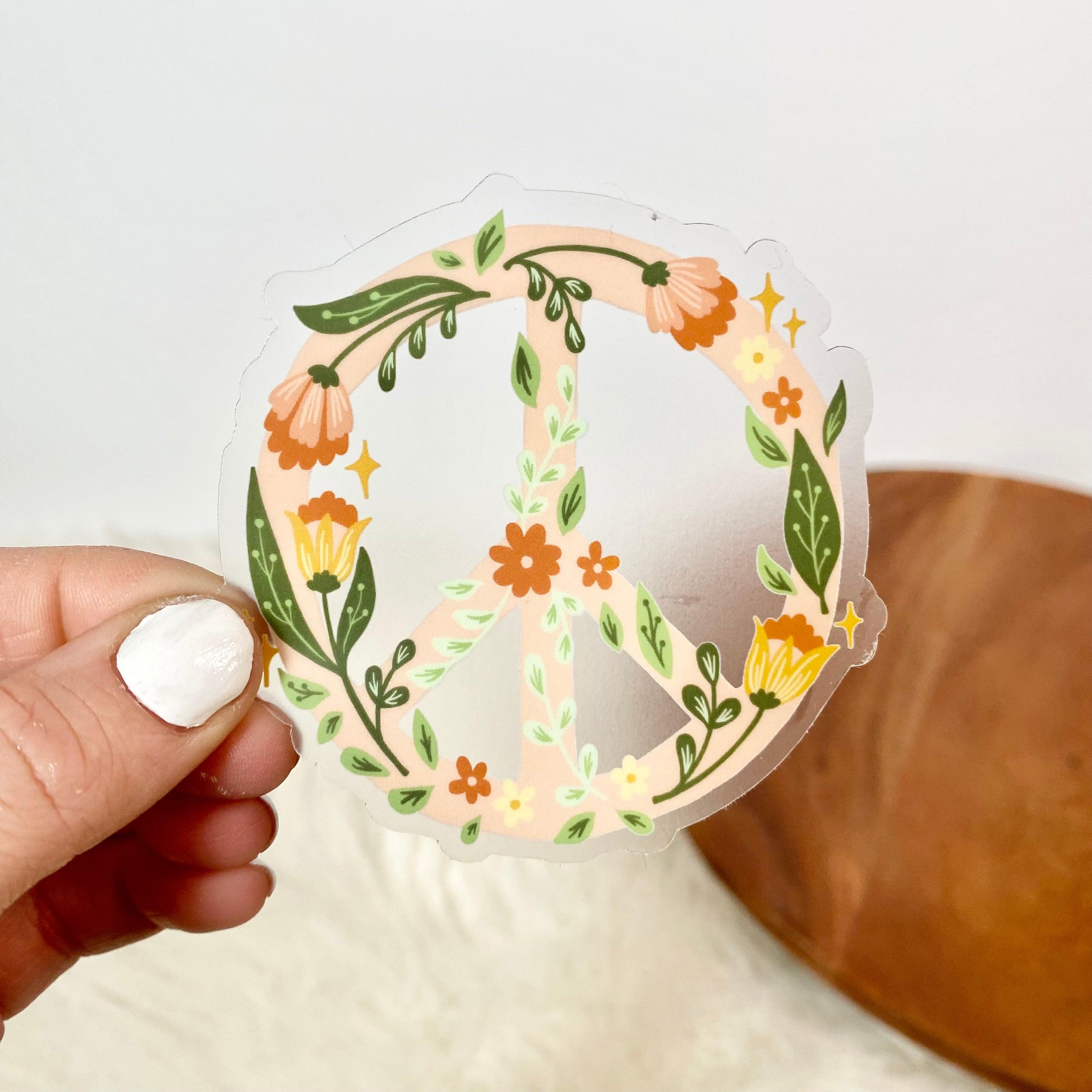  Floral Peace Sign Clear Sticker、mySite、ghnorth