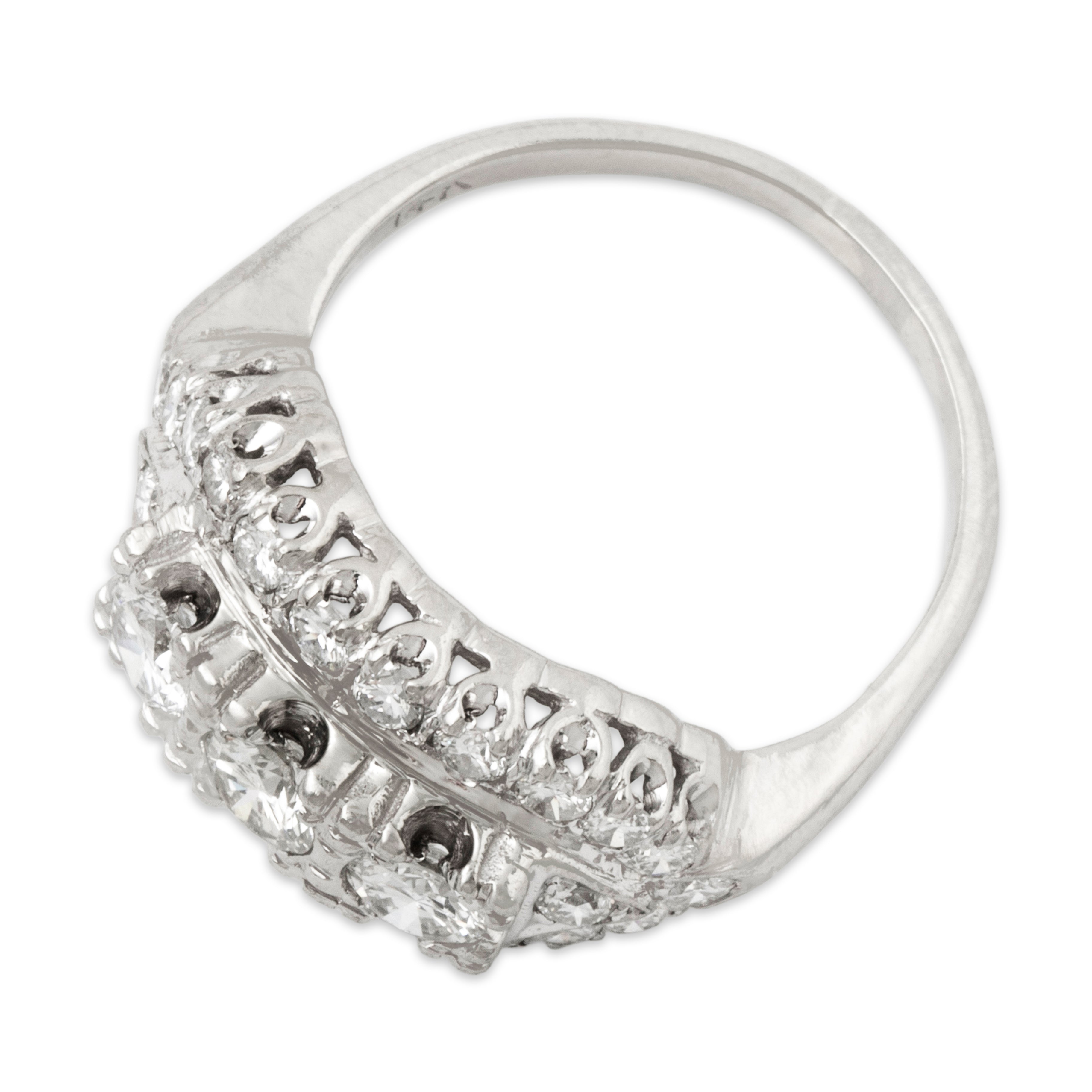 Vintage 14k White Gold 1.326cttw Diamond Art Deco-Style Line Ring 7.00、mySite、hinf8tx79