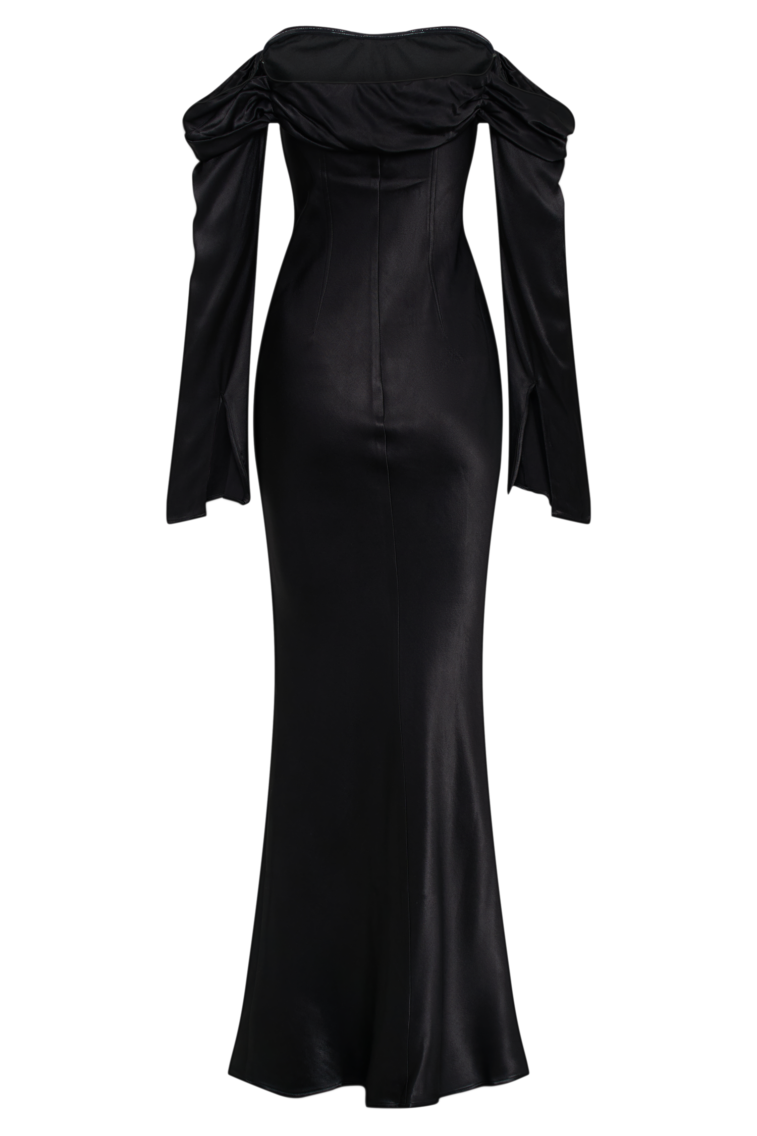 Giselle Off Shoulder Cowl Neck Maxi Dress - Black、mySite、solidvoid
