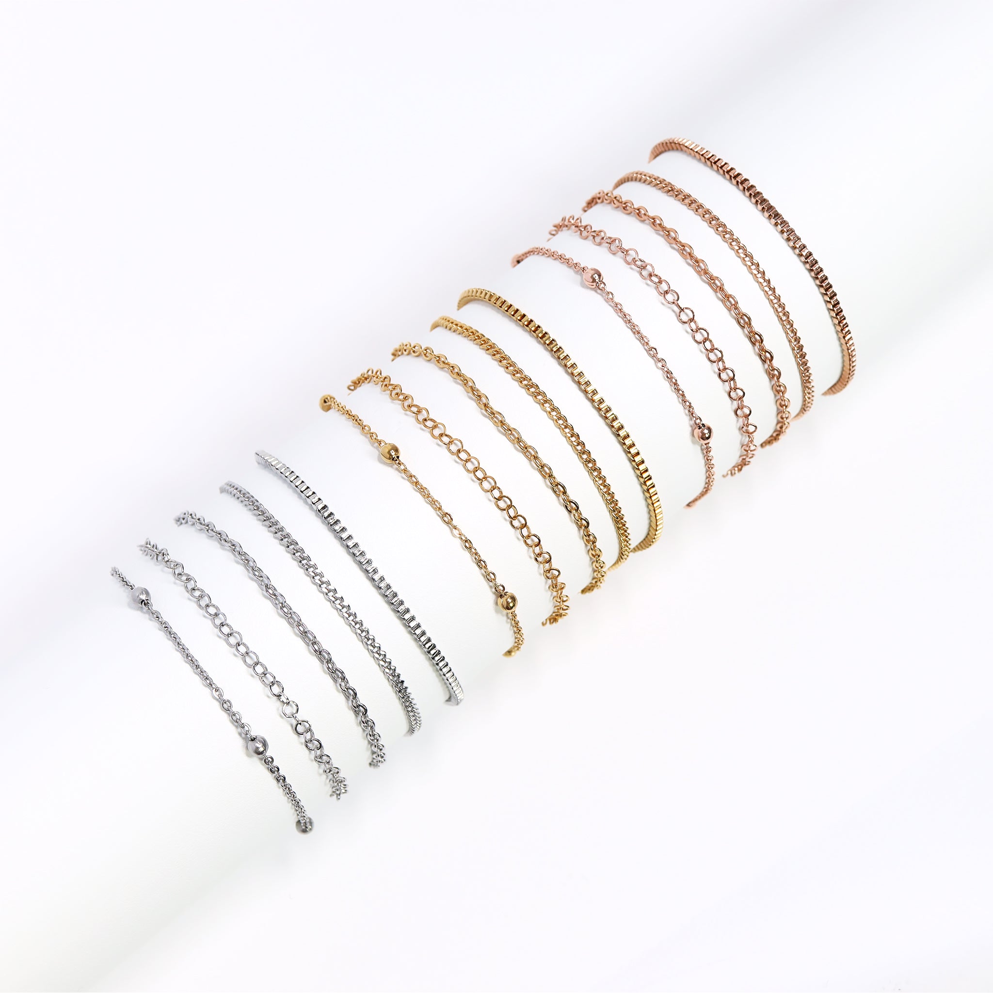 Permanent Jewelry Stainless Steel Chain Starter Kit - 5 Chain Style Pack、mySite、dreamappss