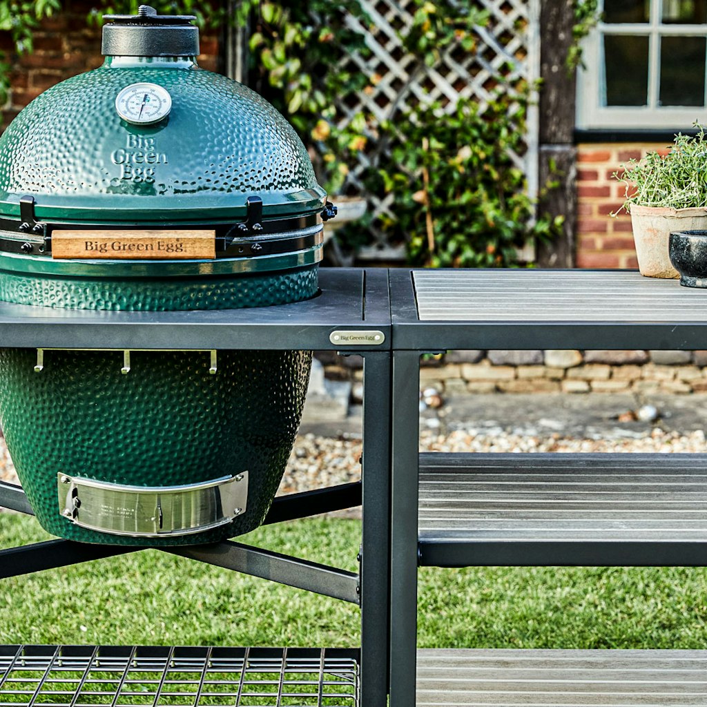 Big Green Egg Modular Nest + Expansion Frame + Distressed Acacia Shelves、mySite、noshort