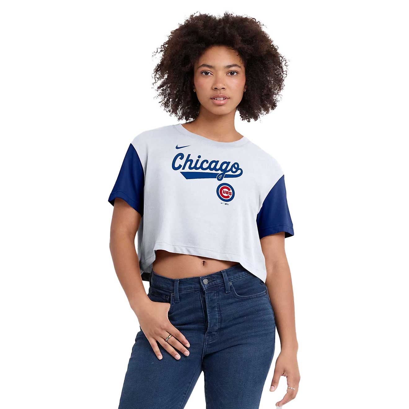 Chicago Cubs Nike Ladies Script Crop Top T Shirt、mySite、vikingsvslions
